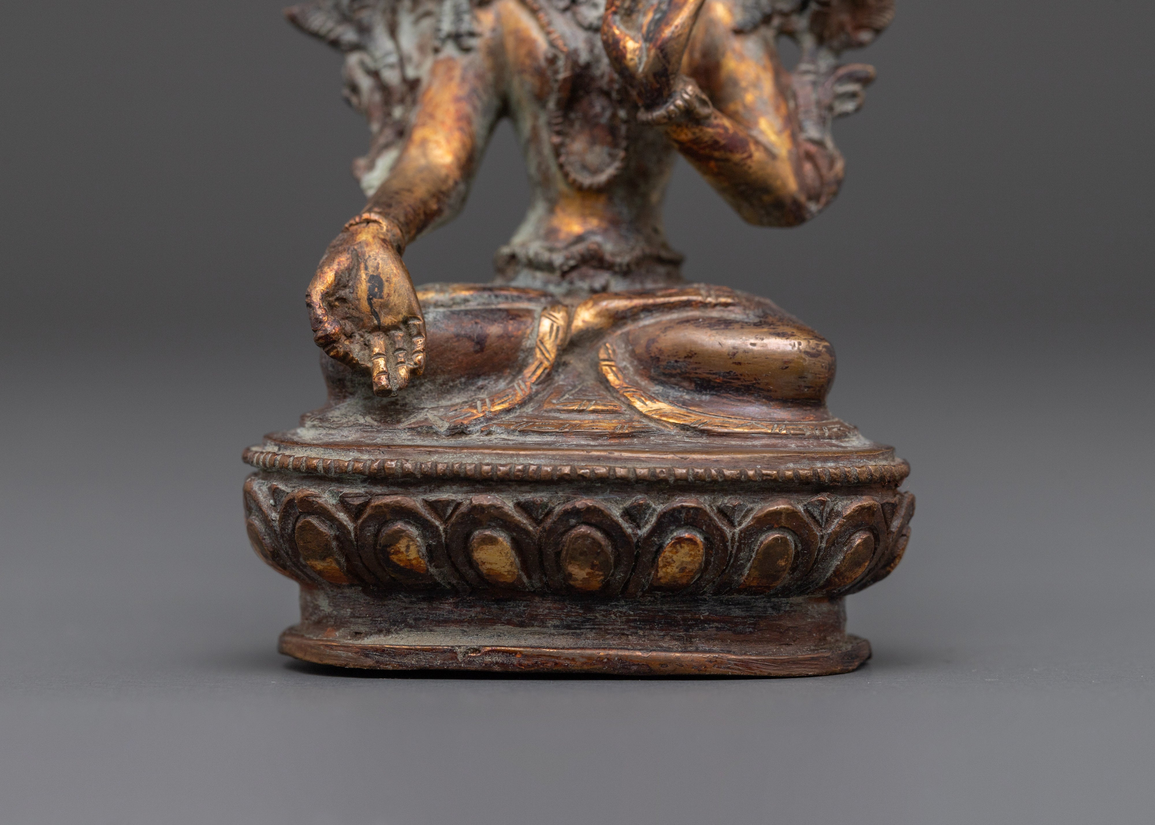 Sacred Divine White Tara Sculpture | Traditional Copper Tibetan Artwork
