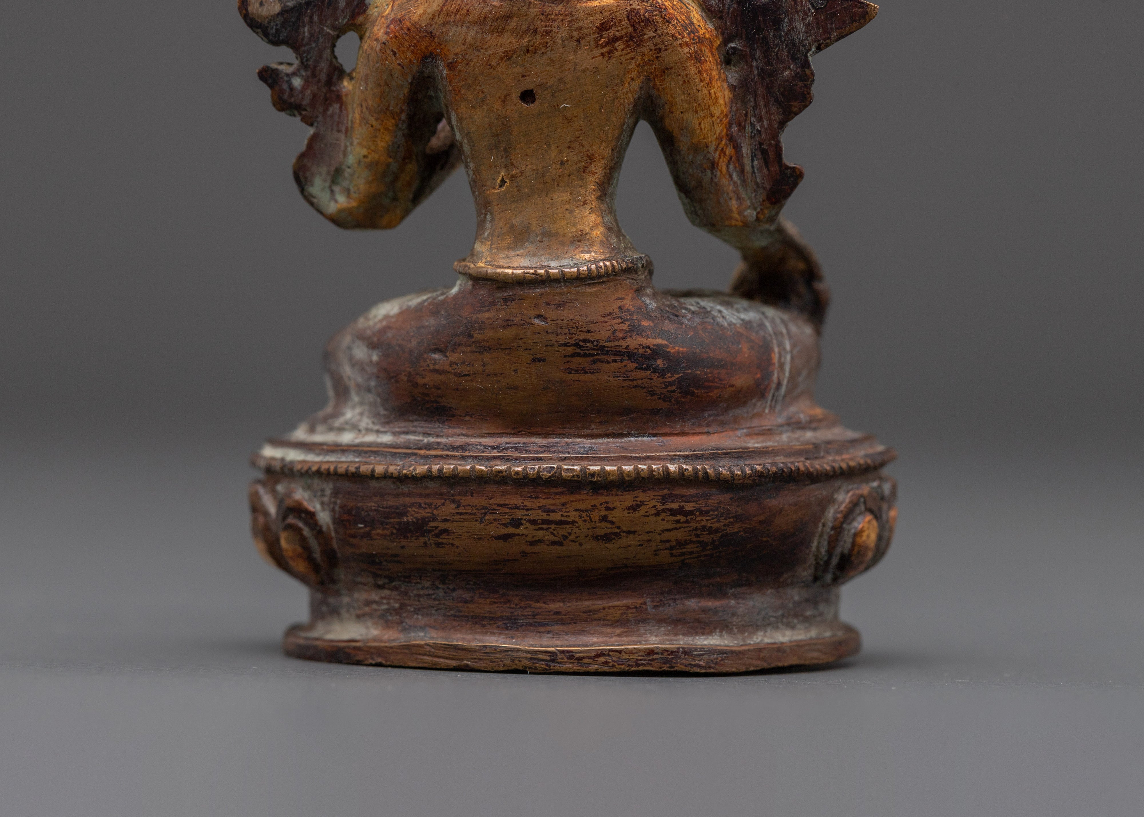 Sacred Divine White Tara Sculpture | Traditional Copper Tibetan Artwork