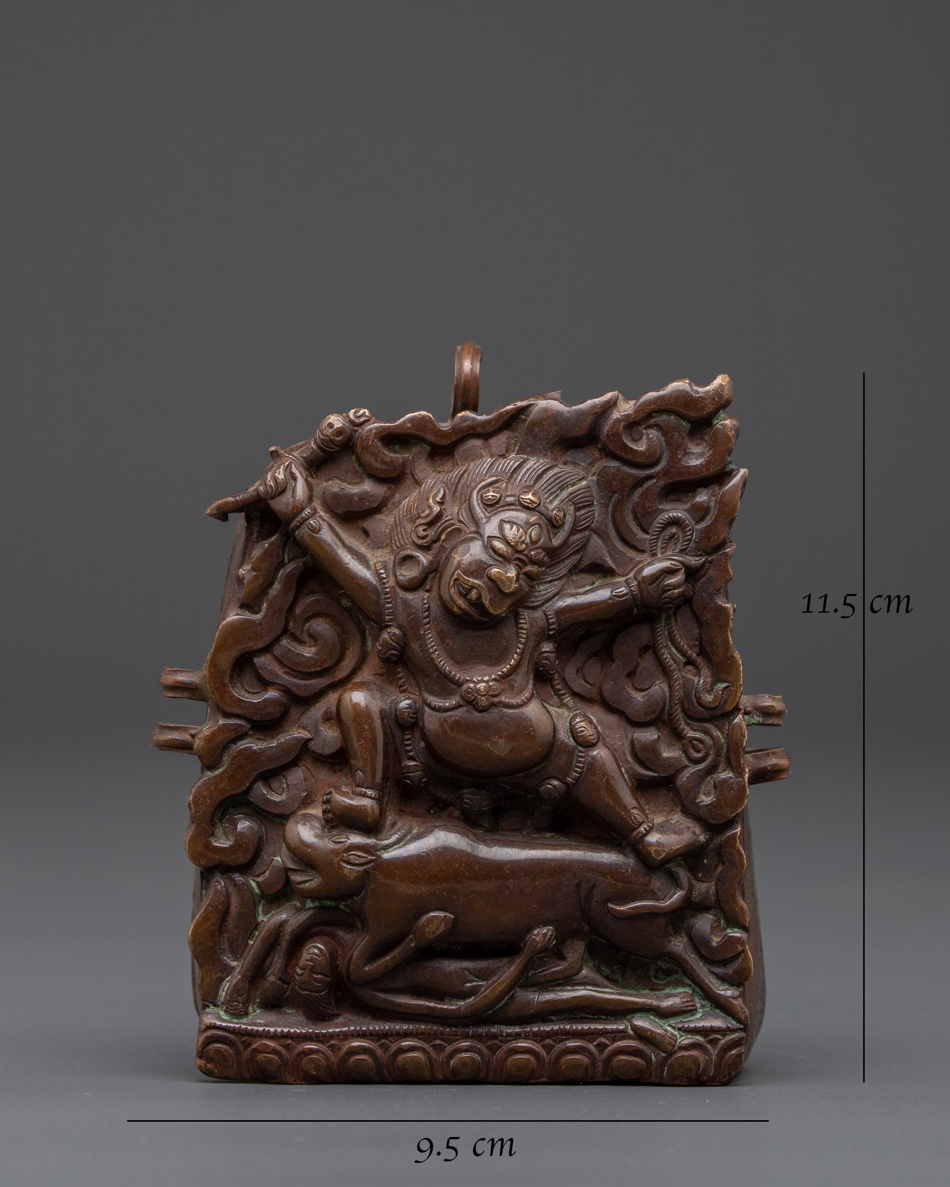 Spiritual Yamantaka Buddhist Ghau Box | Handcrafted Oxidized Copper Shrine