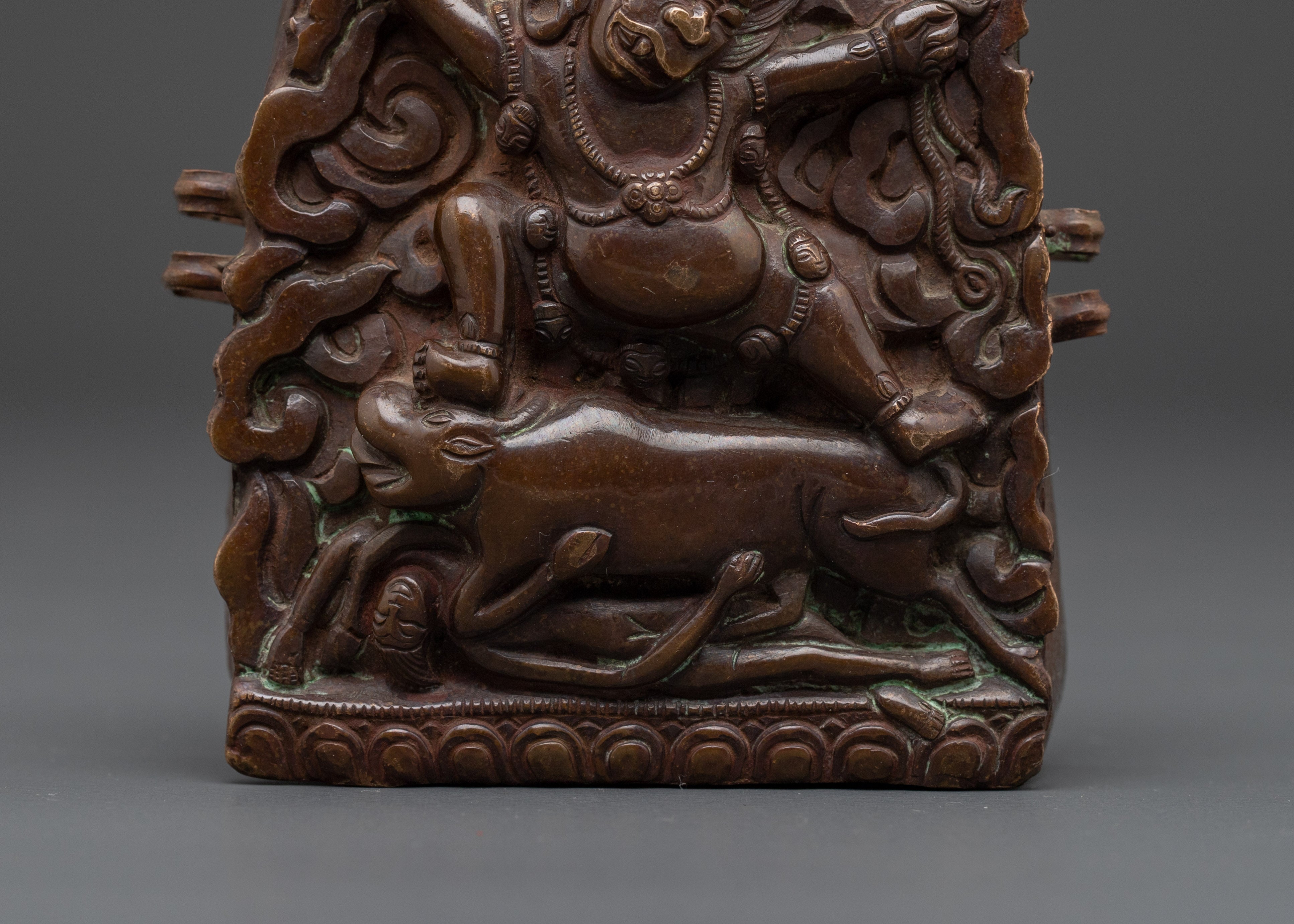 Spiritual Yamantaka Buddhist Ghau Box | Handcrafted Oxidized Copper Shrine