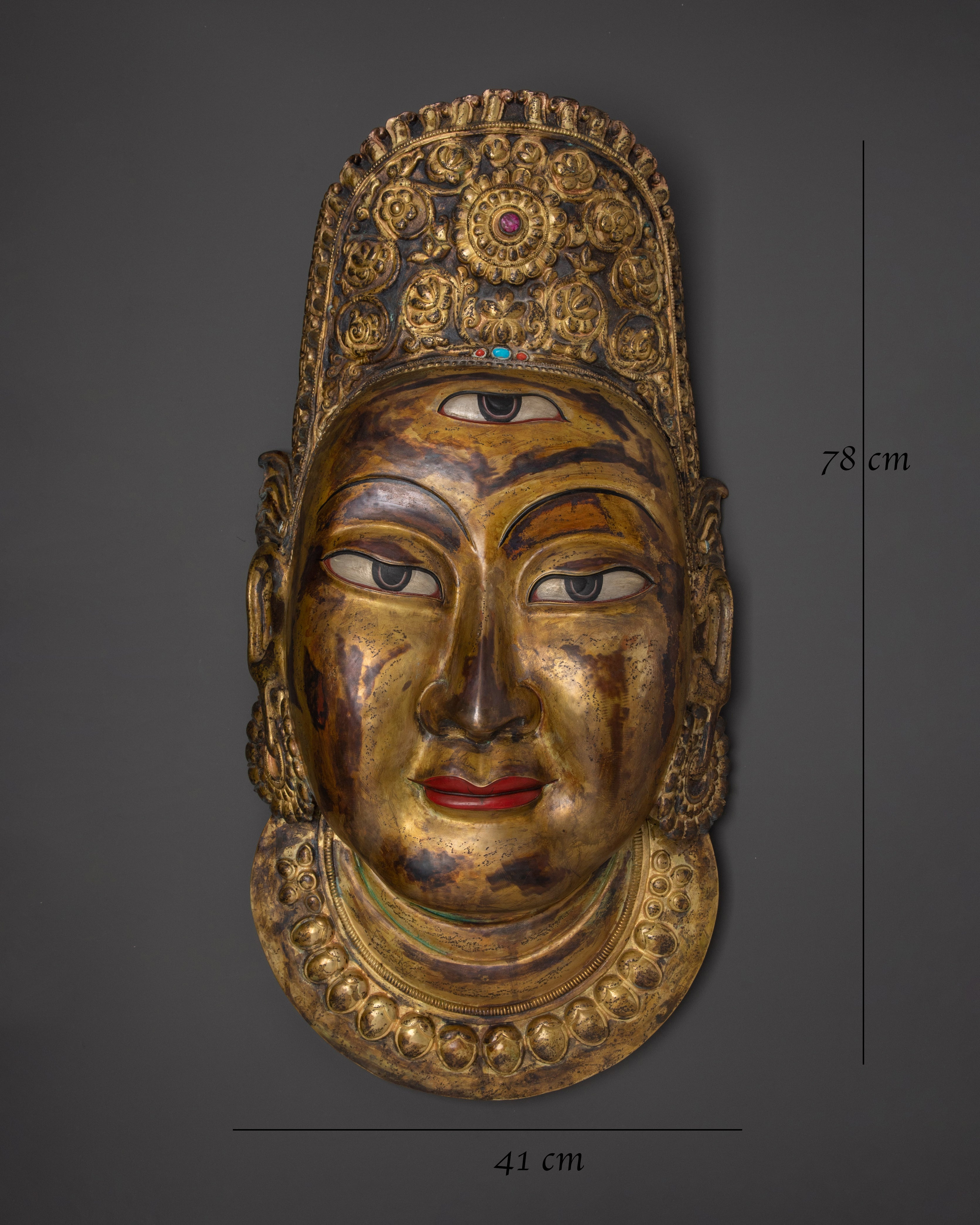 Gold Plated Indra Face Wall Art | Lord of Rain