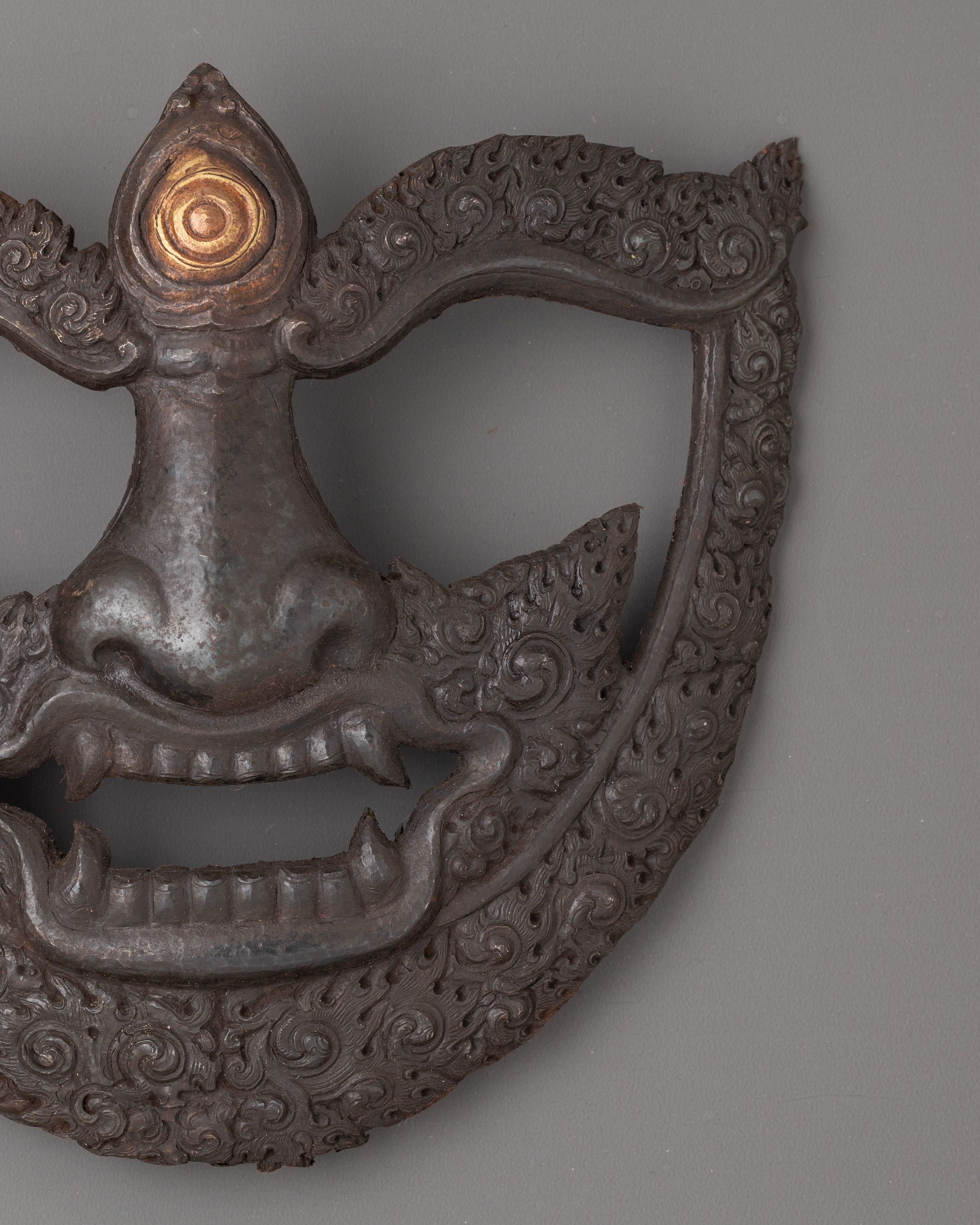Handcrafted Tibetan Buddhist Mask | Sacred Himalayan Wall Art