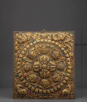 Sacred Tibetan Vishwo Vajra Metal Thangka | Buddhist Spiritual Wall Hanging