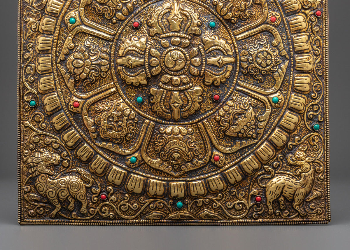 Sacred Tibetan Vishwo Vajra Metal Thangka | Buddhist Spiritual Wall Hanging
