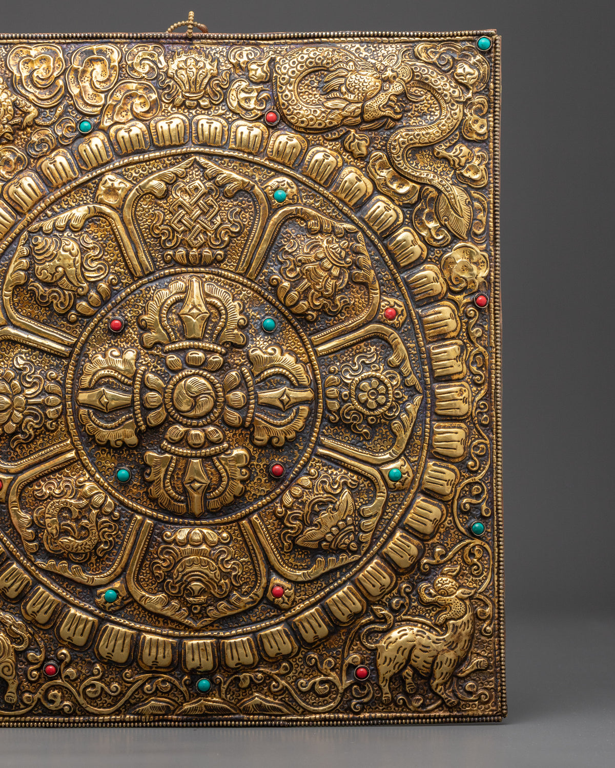 Sacred Tibetan Vishwo Vajra Metal Thangka | Buddhist Spiritual Wall Hanging