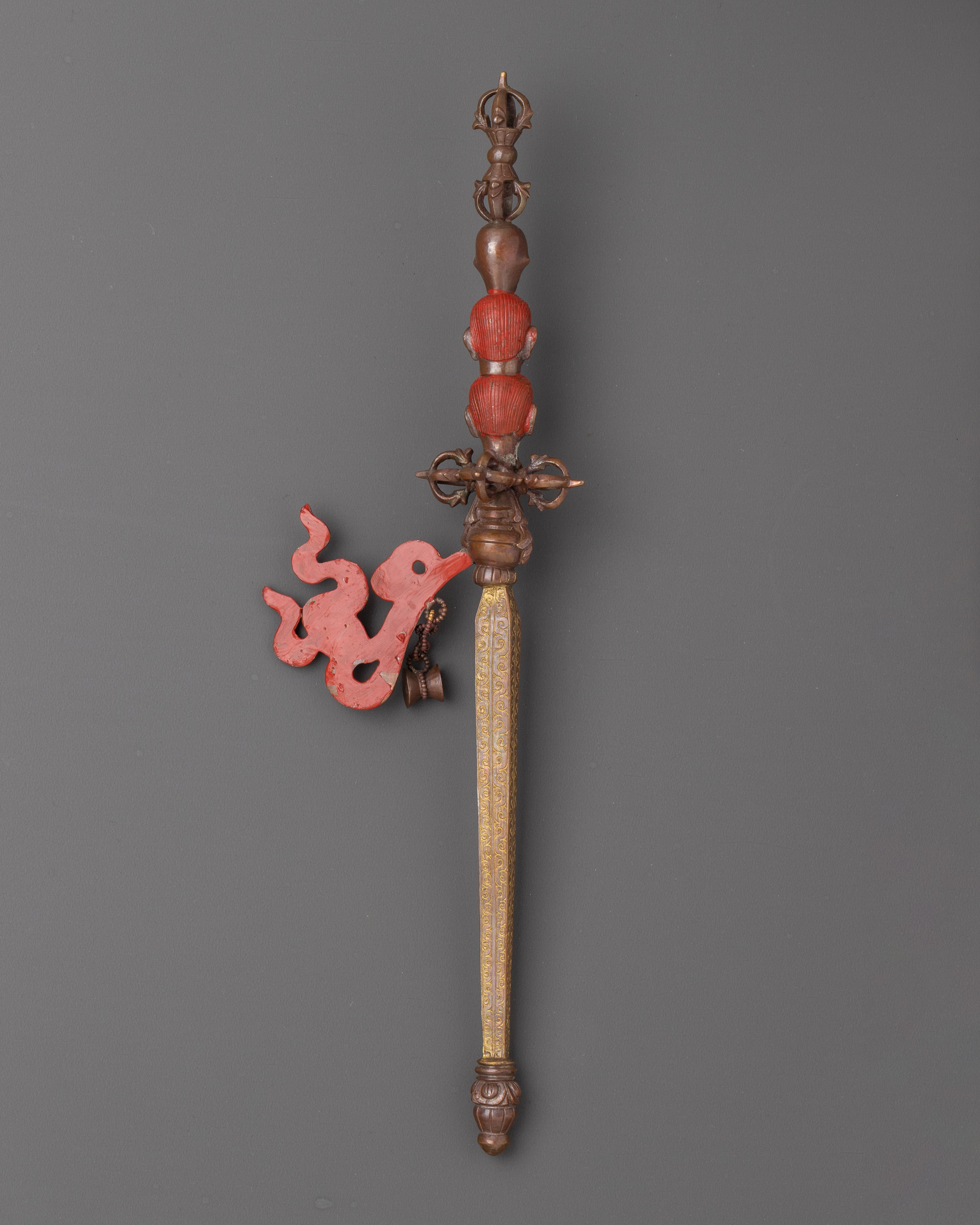 Sacred Traditional Ceremonial Staff Khatan | Buddhist Khatvanga Ritual Staff
