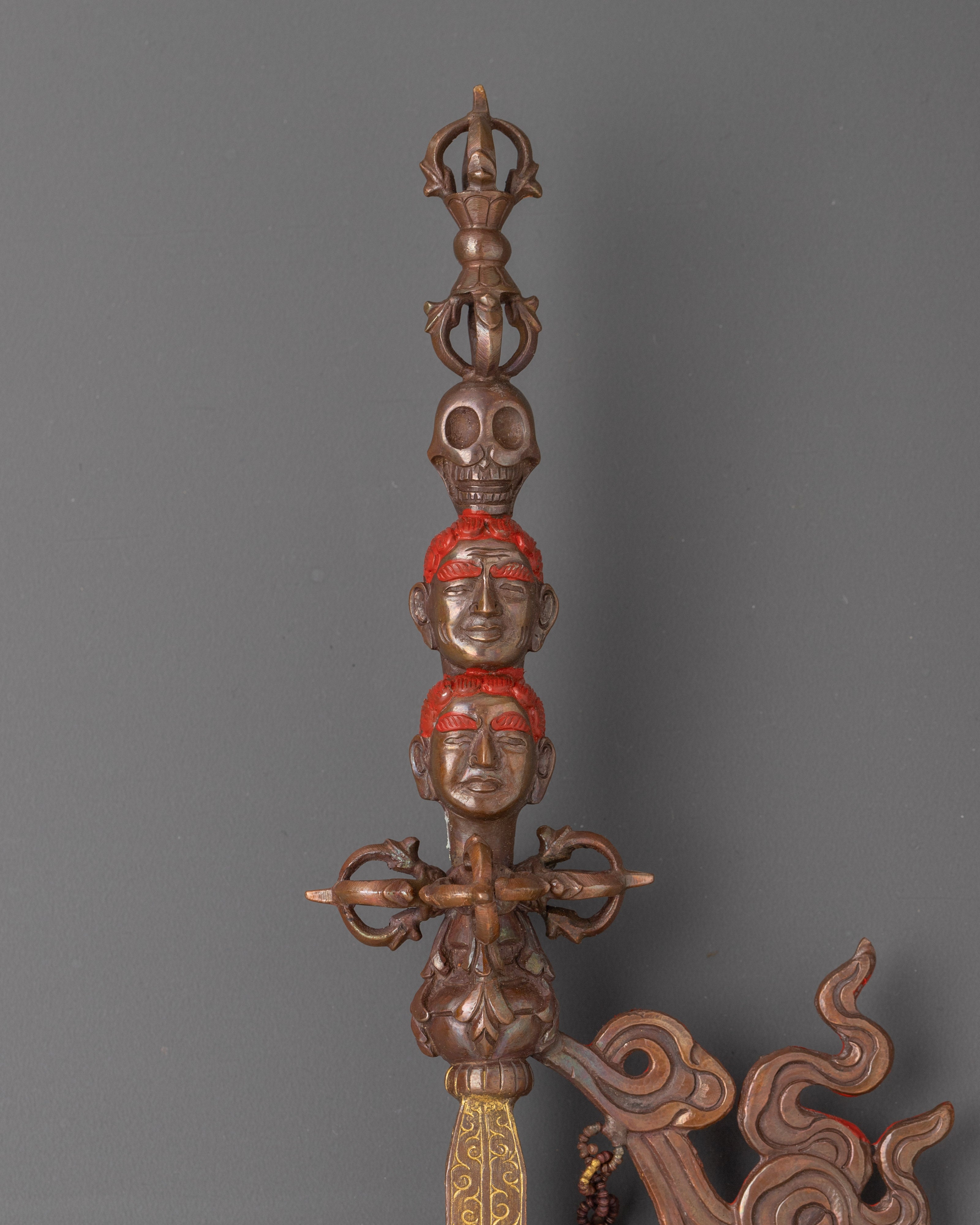 Sacred Traditional Ceremonial Staff Khatan | Buddhist Khatvanga Ritual Staff