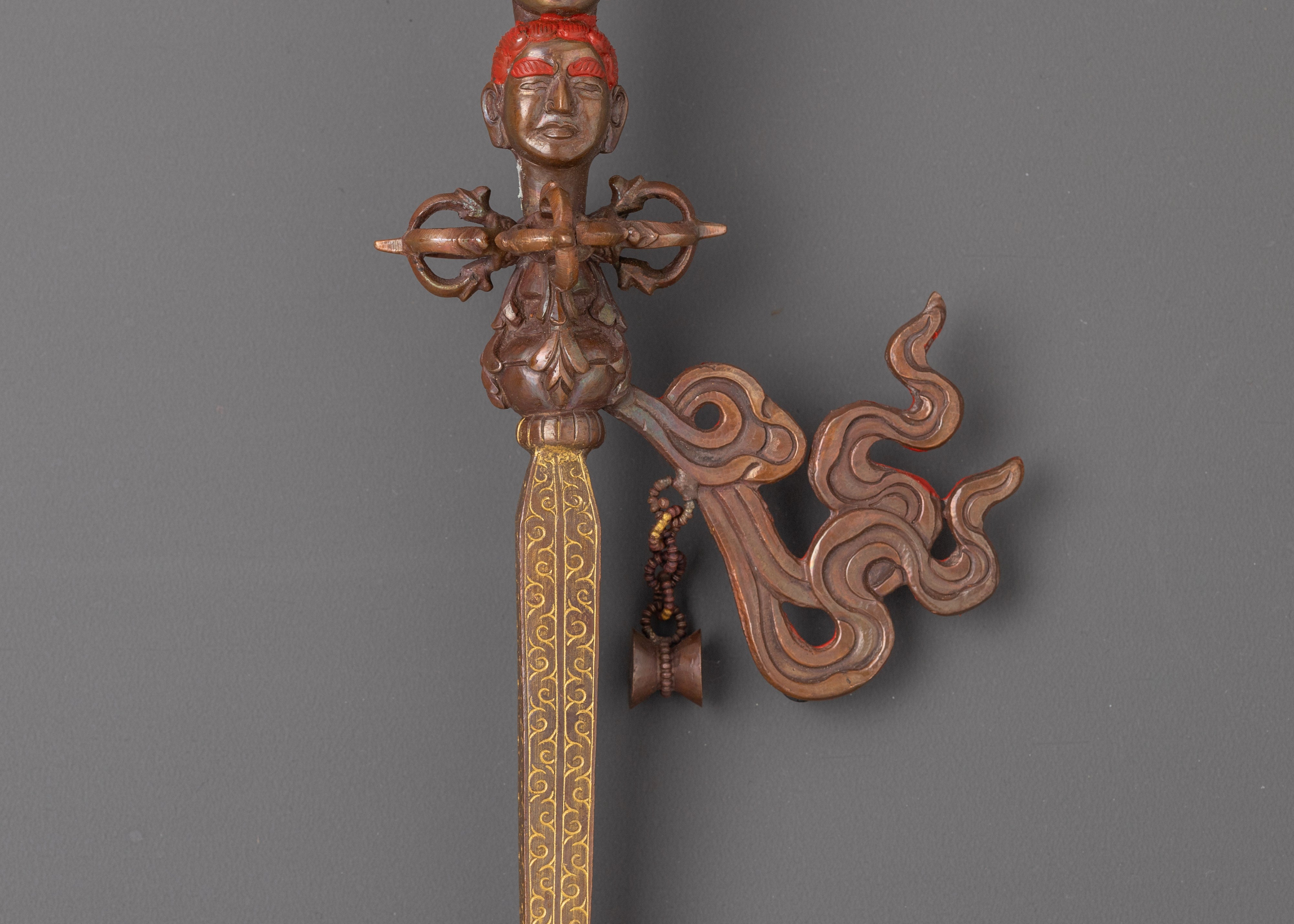 Sacred Traditional Ceremonial Staff Khatan | Buddhist Khatvanga Ritual Staff