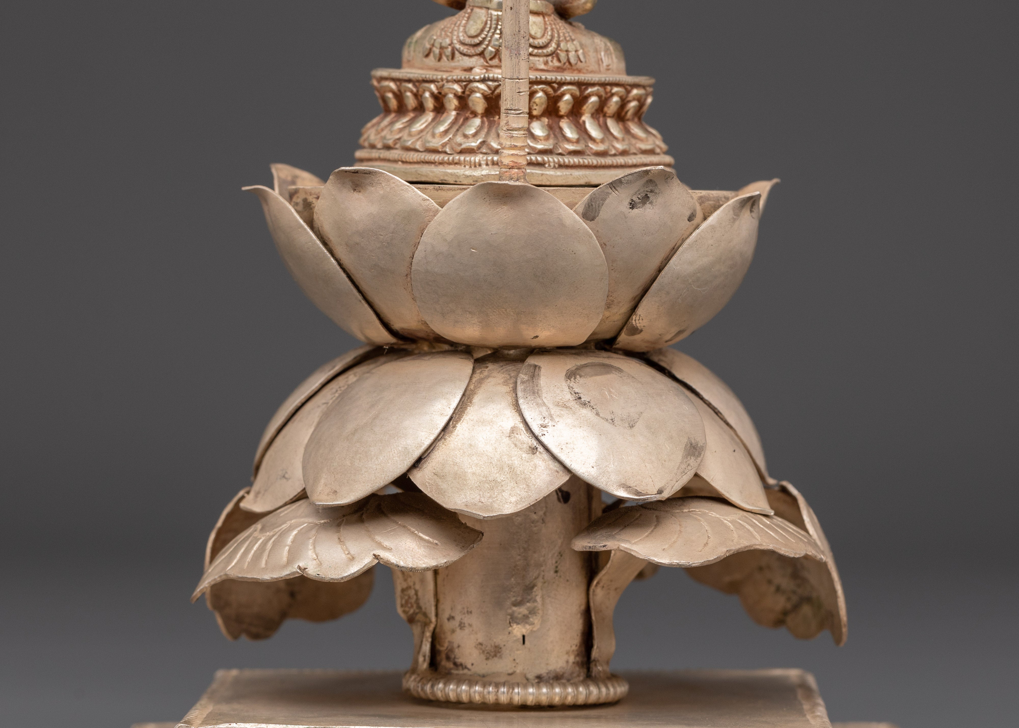 Sacred Pure Land Amitabha Buddha Statue | Silver Plated Buddhist Sculpture