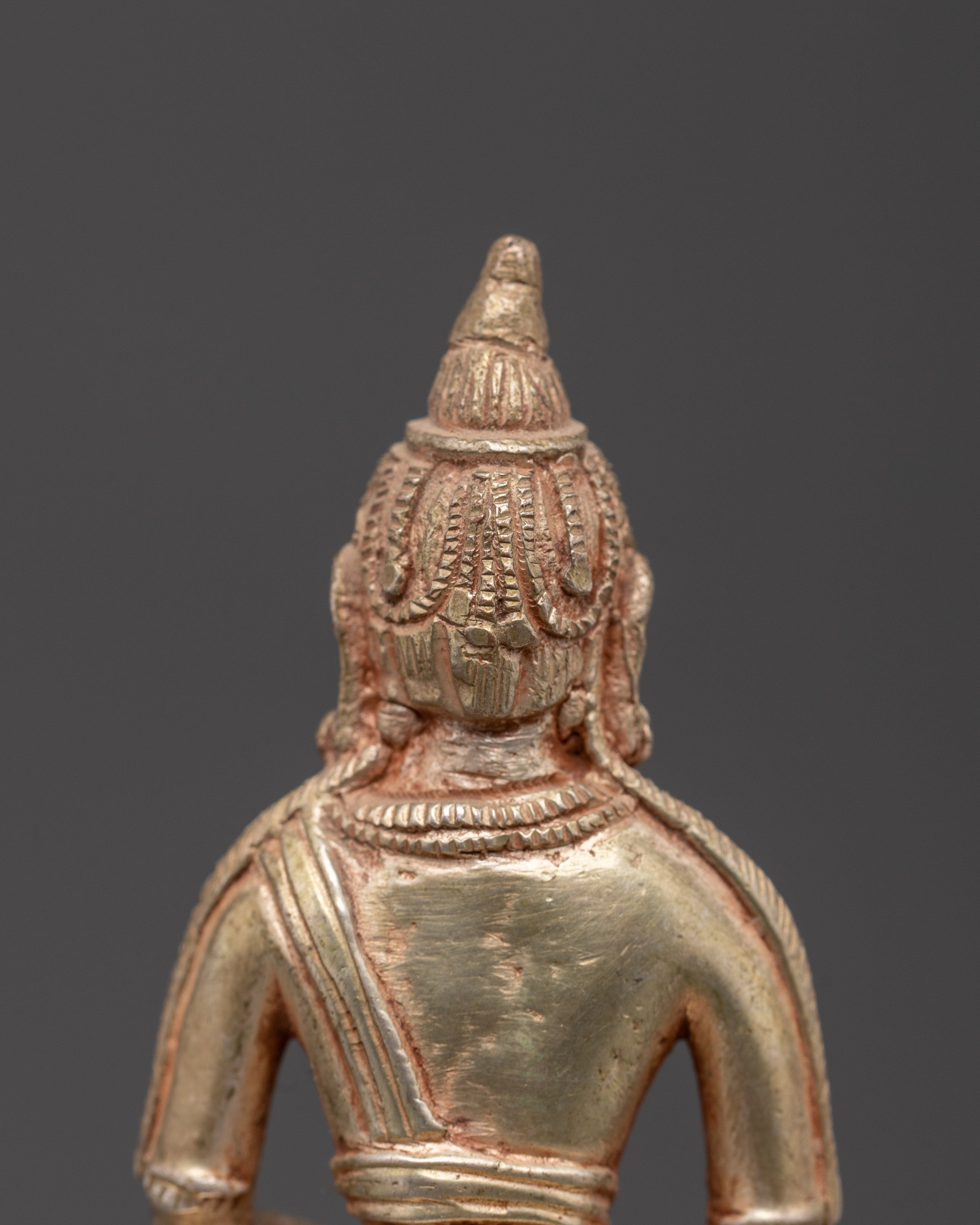 Sacred Pure Land Amitabha Buddha Statue | Silver Plated Buddhist Sculpture