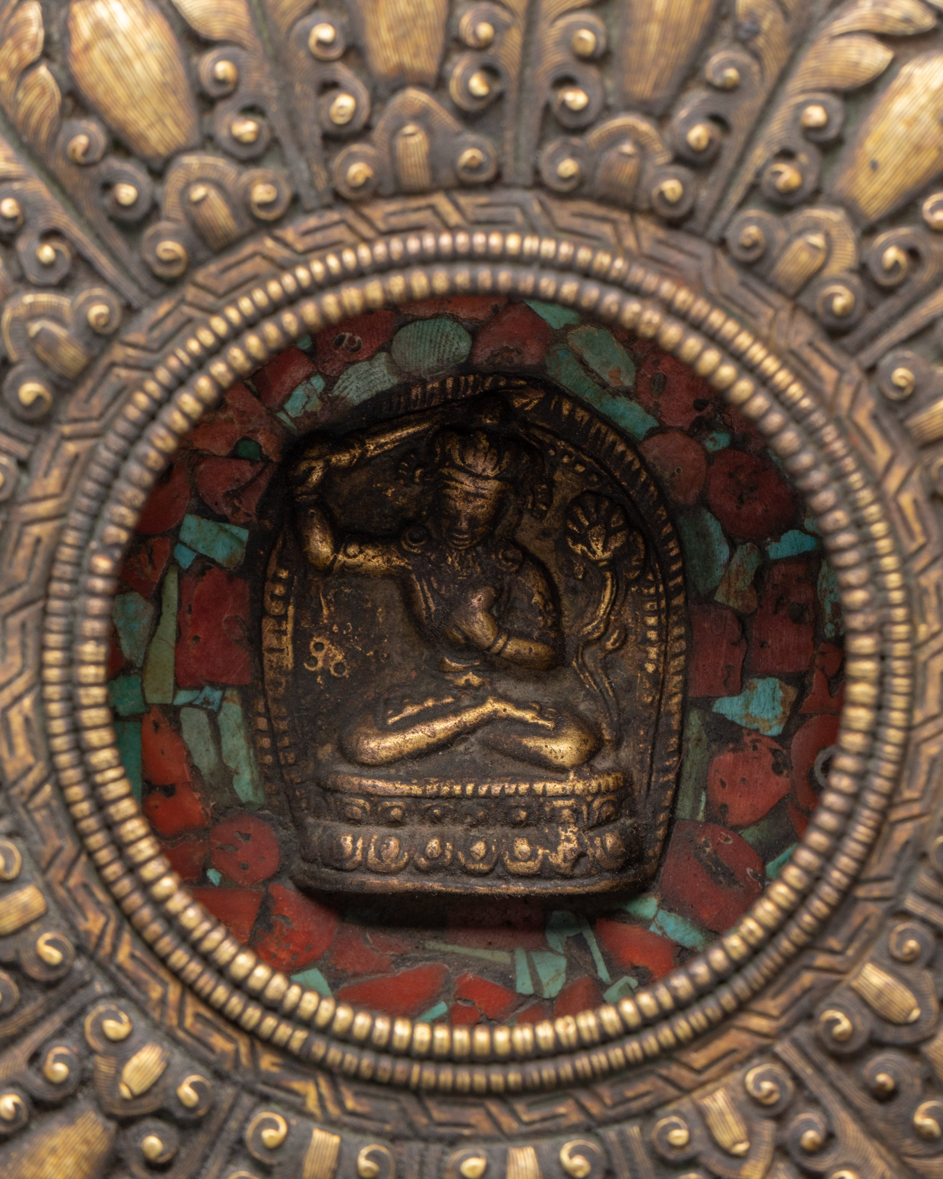 Sacred Meditation Deity Ghau Box | Buddhist Prayer Box Lotus Manjushri Altar Decor