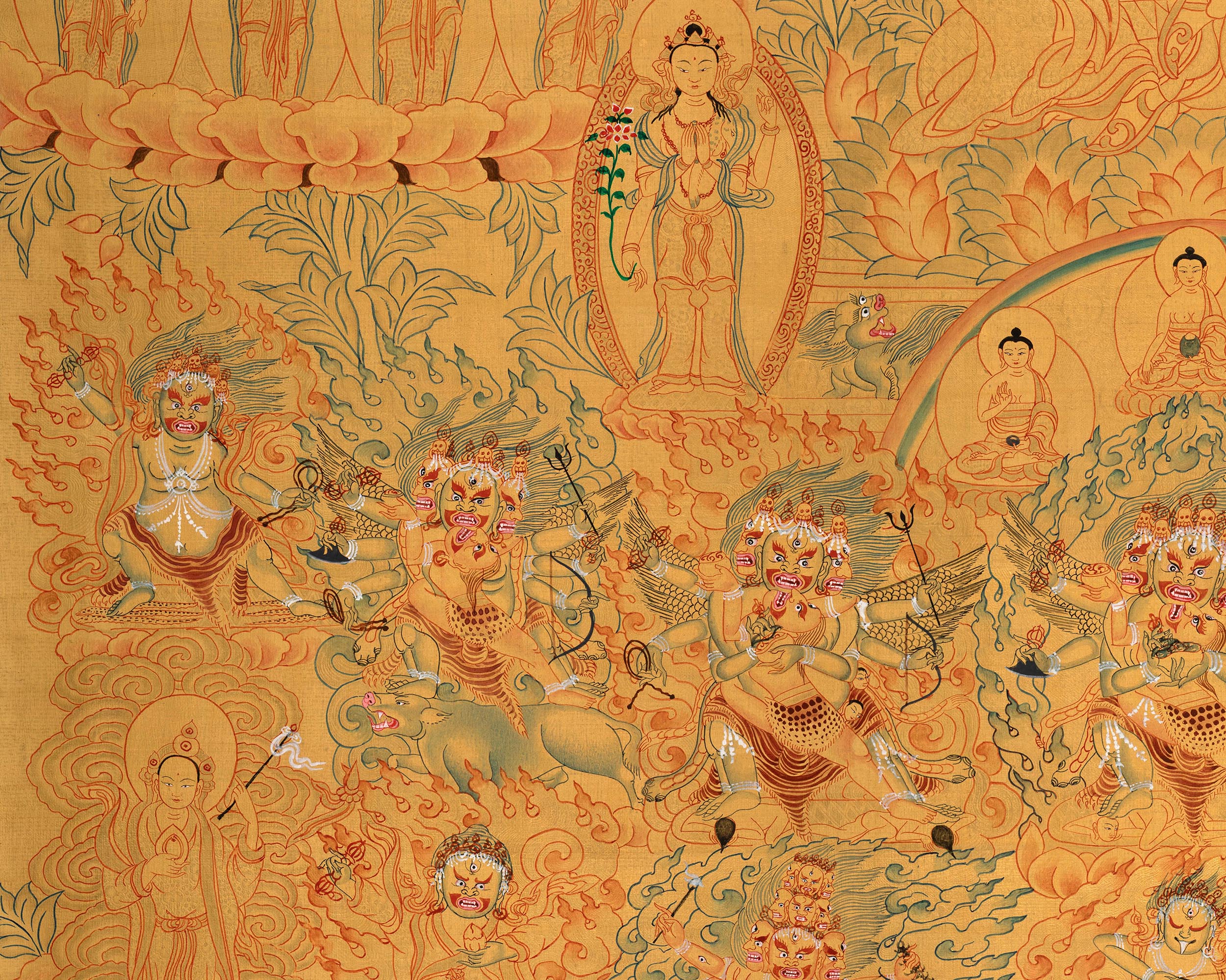 Guru Rinpoche Consort Lineage Tree Thangka Print | Enlightened Blessings | Buddhist Gift Ideas