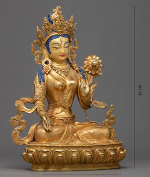 The White Tara Statue | Traditionally Sculpted Gold Sculpture