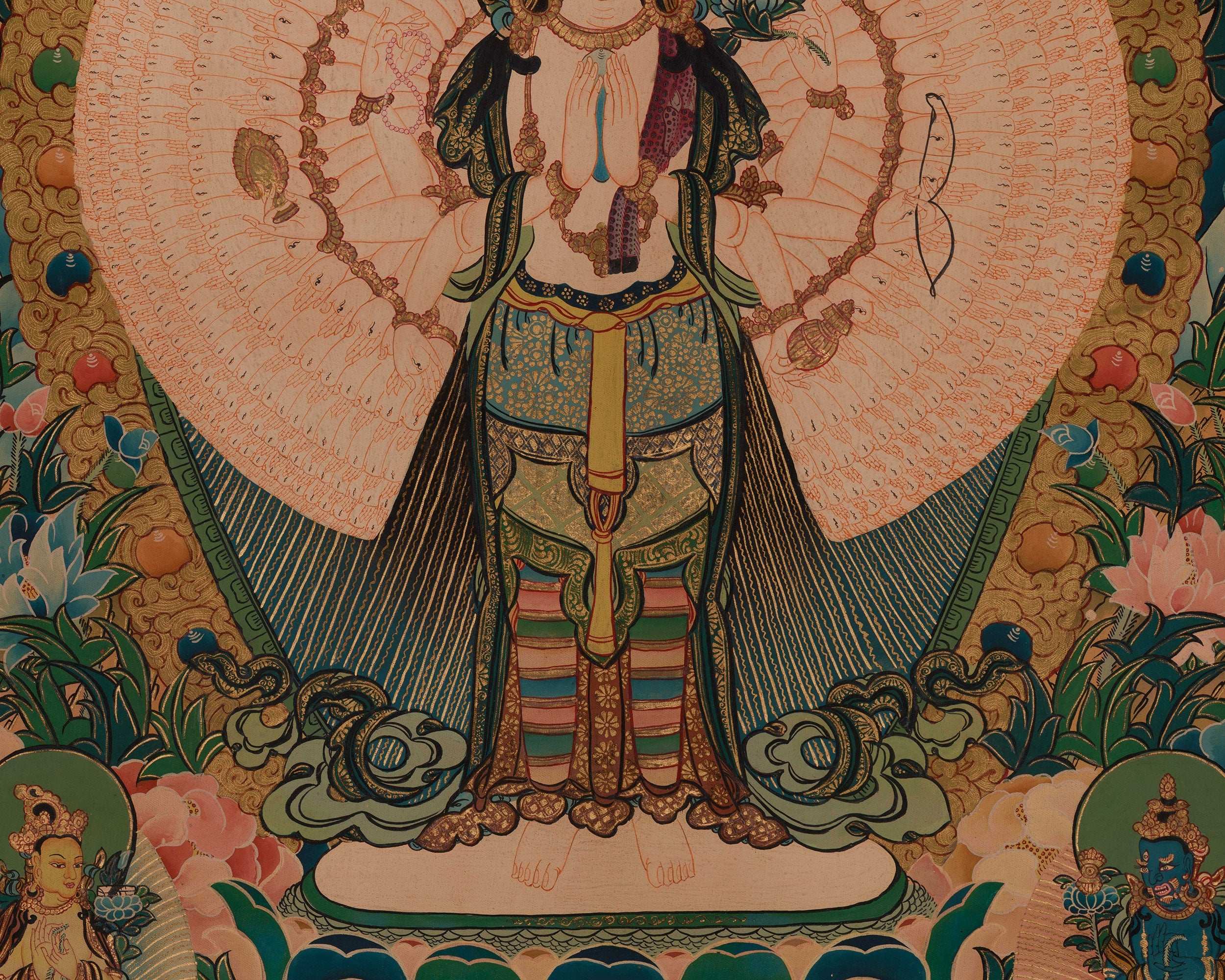Himalayan 1000 Armed Chenrezig Thangka | Hand Painted Buddhist Compassion Art