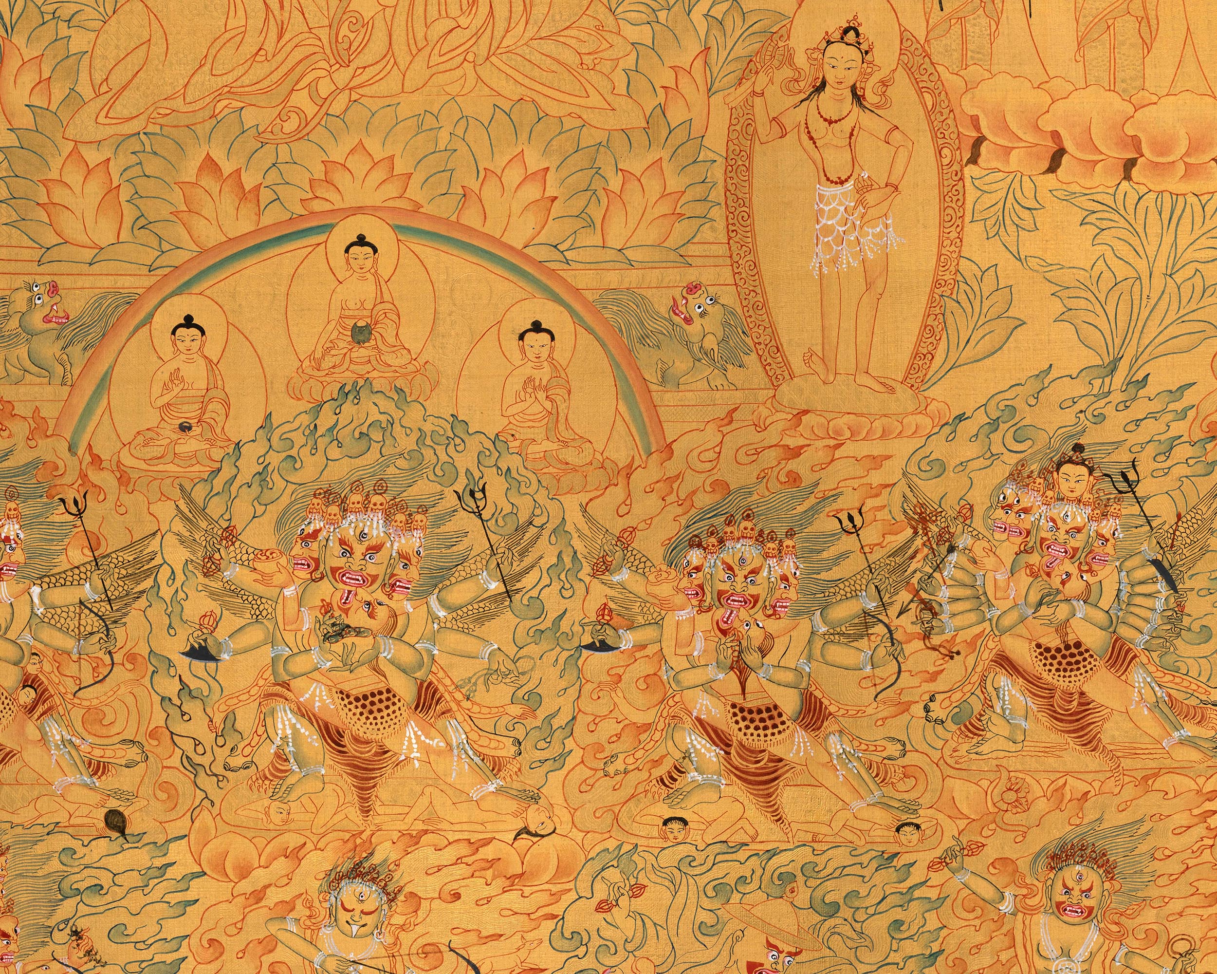 Guru Rinpoche Consort Lineage Tree Thangka Print | Enlightened Blessings | Buddhist Gift Ideas