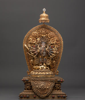 Ganesh Crystal statue | Coral and Turquoise Inlaid