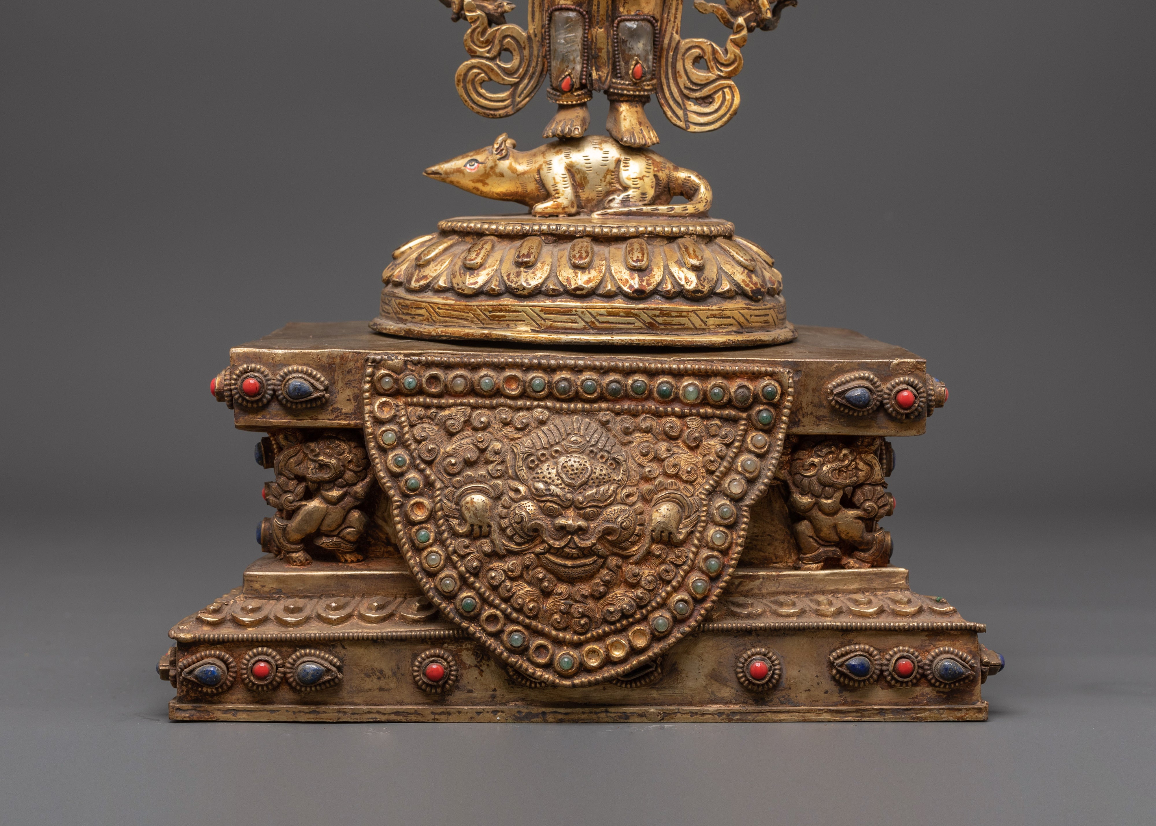 Ganesh Crystal Statue | Coral and Turquoise Inlaid