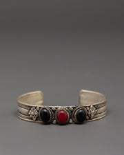 White Metal Bracelet with Artificial Stones