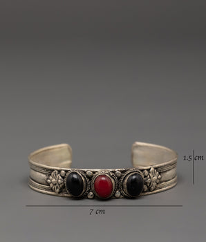 Traditional White Metal Bracelet with Artificial Stones | Elegant Jewelry for Everyday