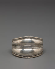 Engraved Tibetan Cuff Bracelet | White Metal Jewelry