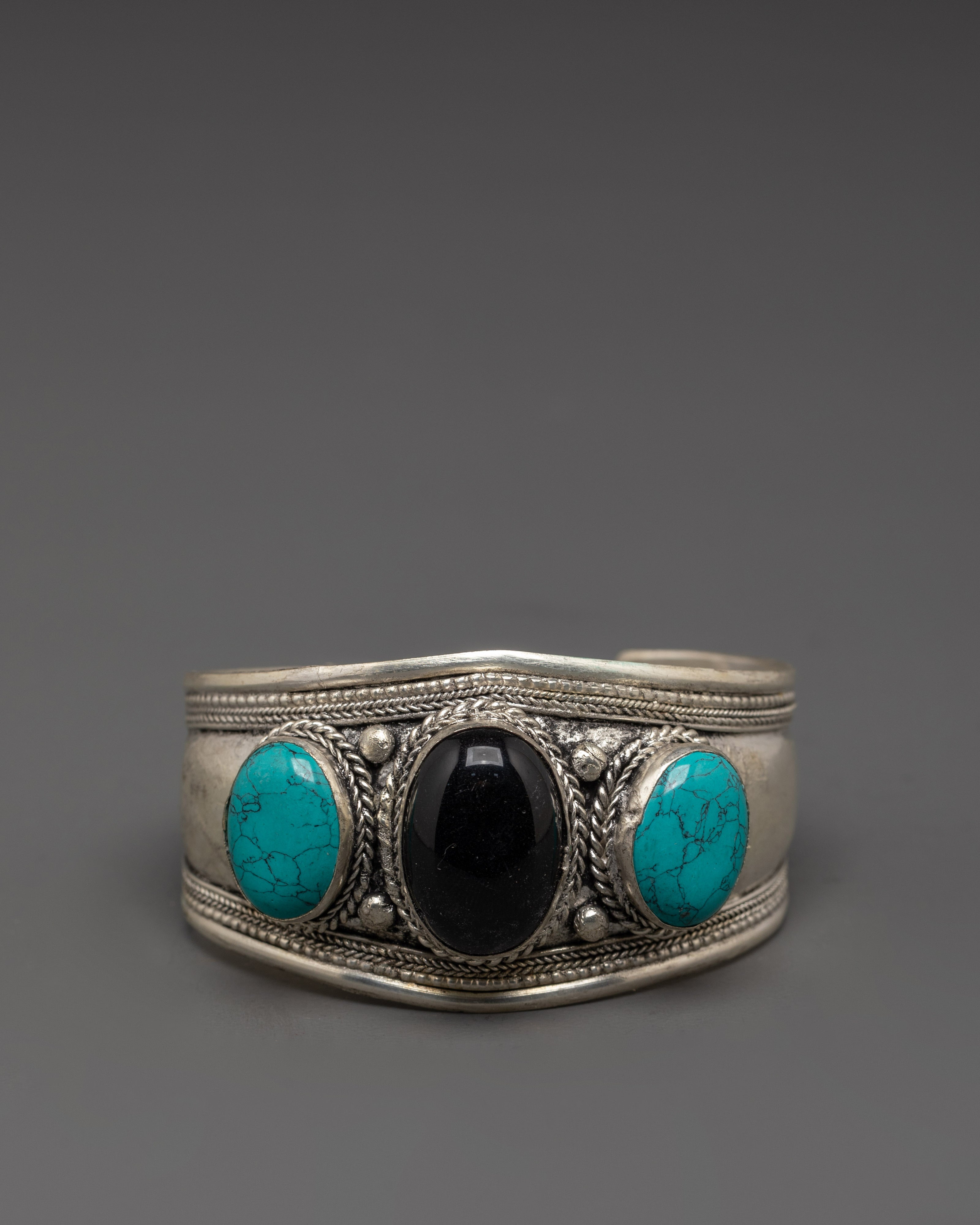 Himalayan Style Cuff Bracelet | Turquoise Coral Jewelry