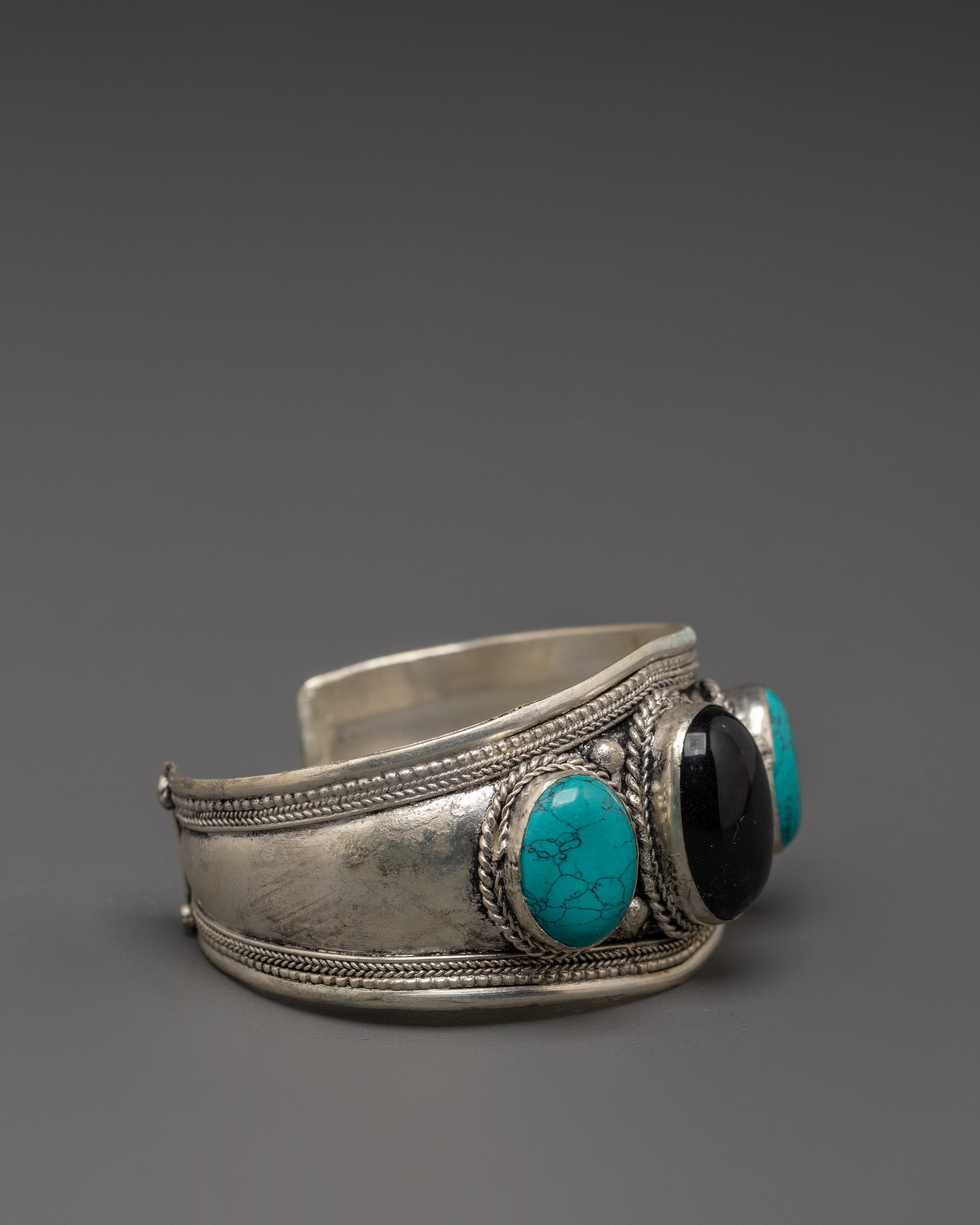 Himalayan Style Cuff Bracelet | Turquoise Coral Jewelry