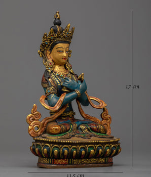 Colored Vajradhara Sculpture | Radiant Handcrafted Antique Finished Statue of Dorje Chang