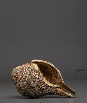 Carved Conch Shell with Buddhist Deity | Spiritual Buddhist Decor
