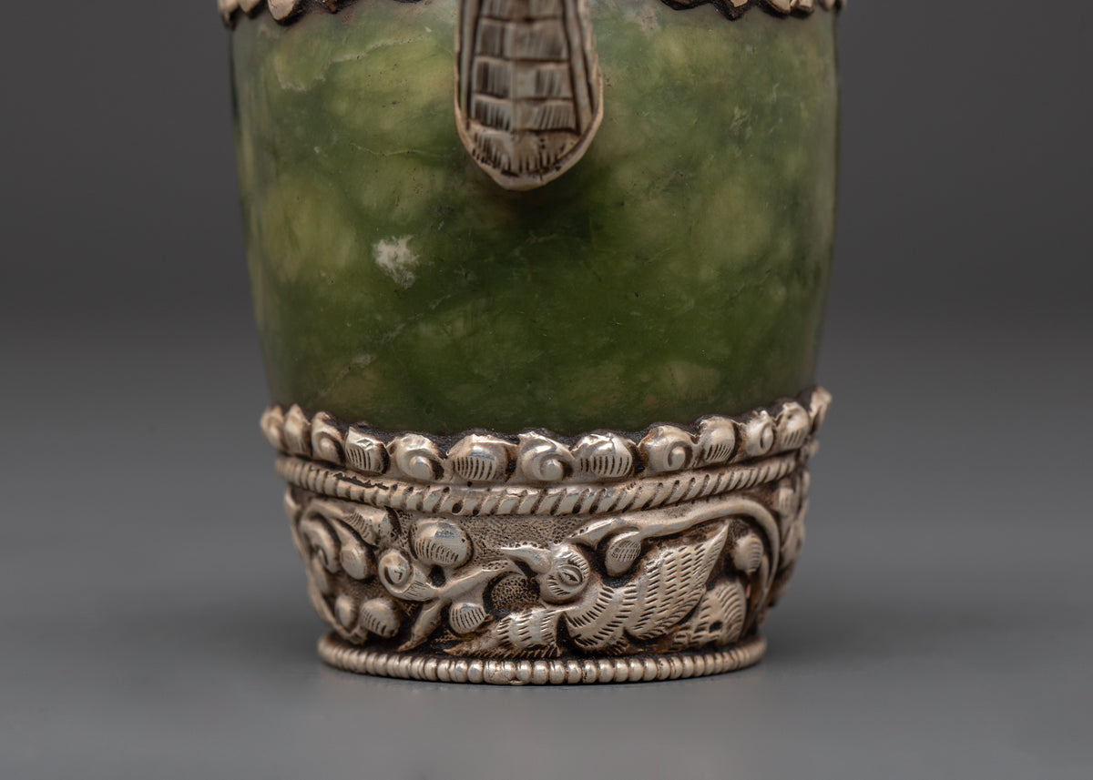 Jade Tea Pot with Silver Plated | Tibetan Inspired Home Decor