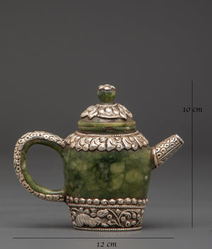 Jade Tea Pot with Silver Plated | Tibetan Inspired Home Decor