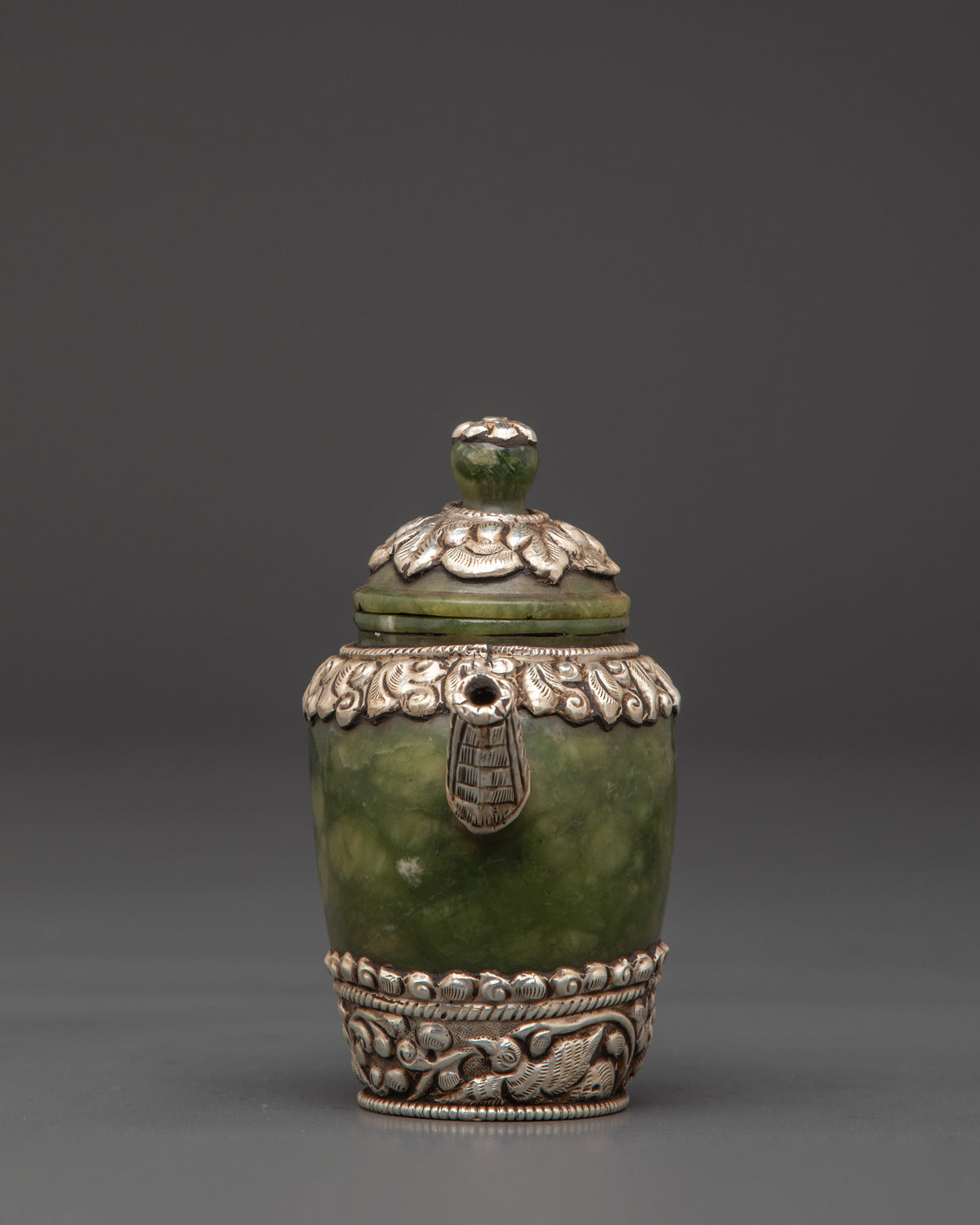 Jade Tea Pot with Silver Plated | Tibetan Inspired Home Decor