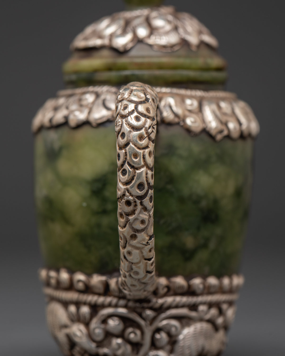 Jade Tea Pot with Silver Plated | Tibetan Inspired Home Decor