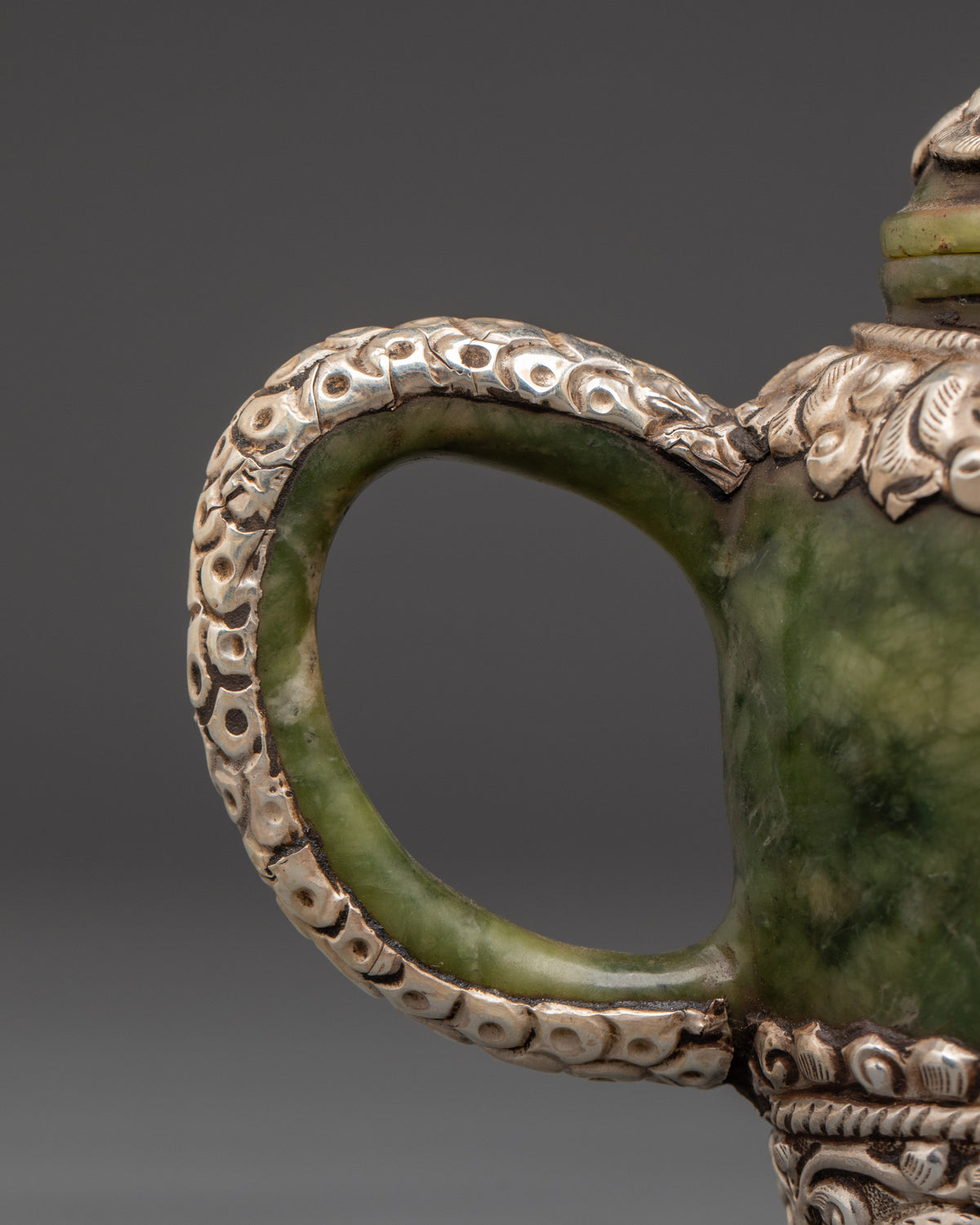 Jade Tea Pot with Silver Plated | Tibetan Inspired Home Decor