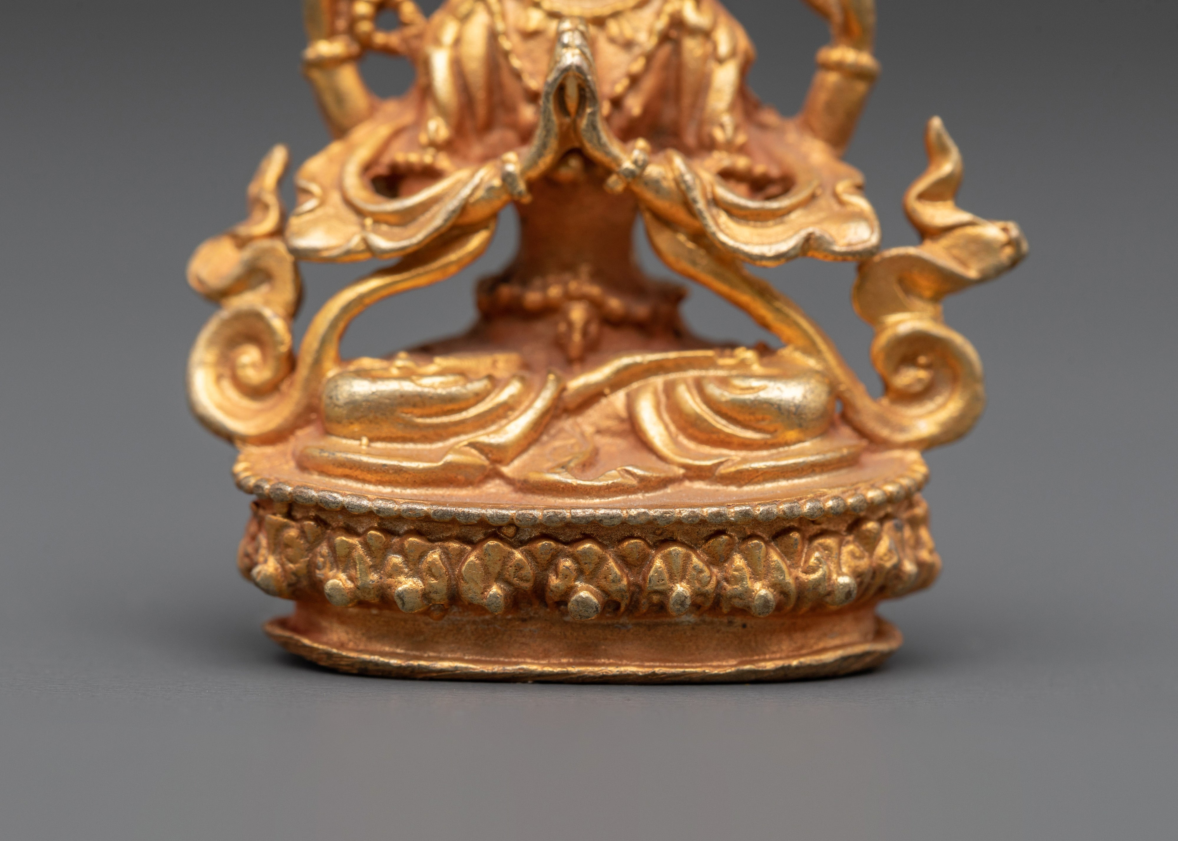 Gold Plated Chenrezig Statue | Tibetan Compassion Figurine