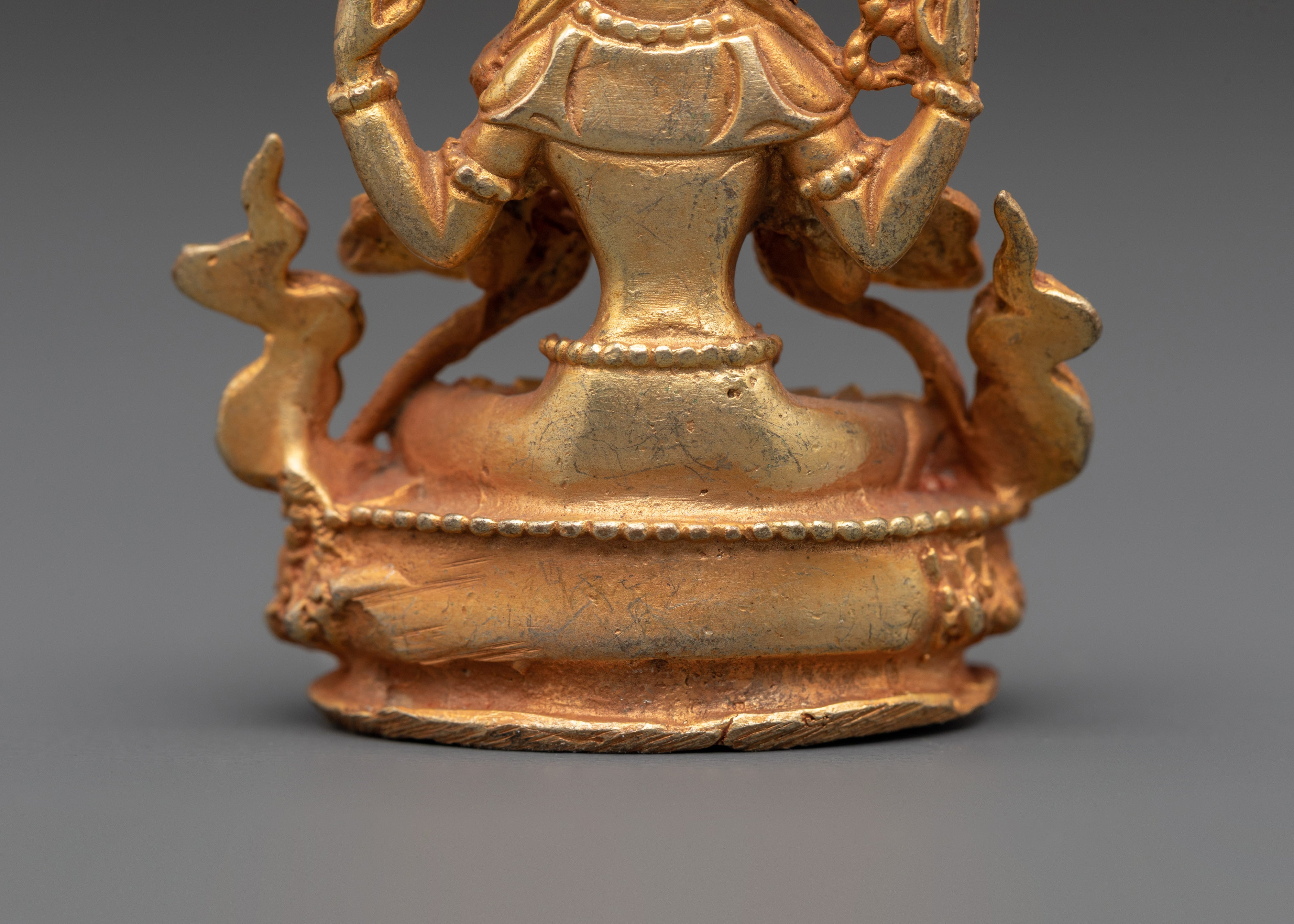 Gold Plated Chenrezig Statue | Tibetan Compassion Figurine