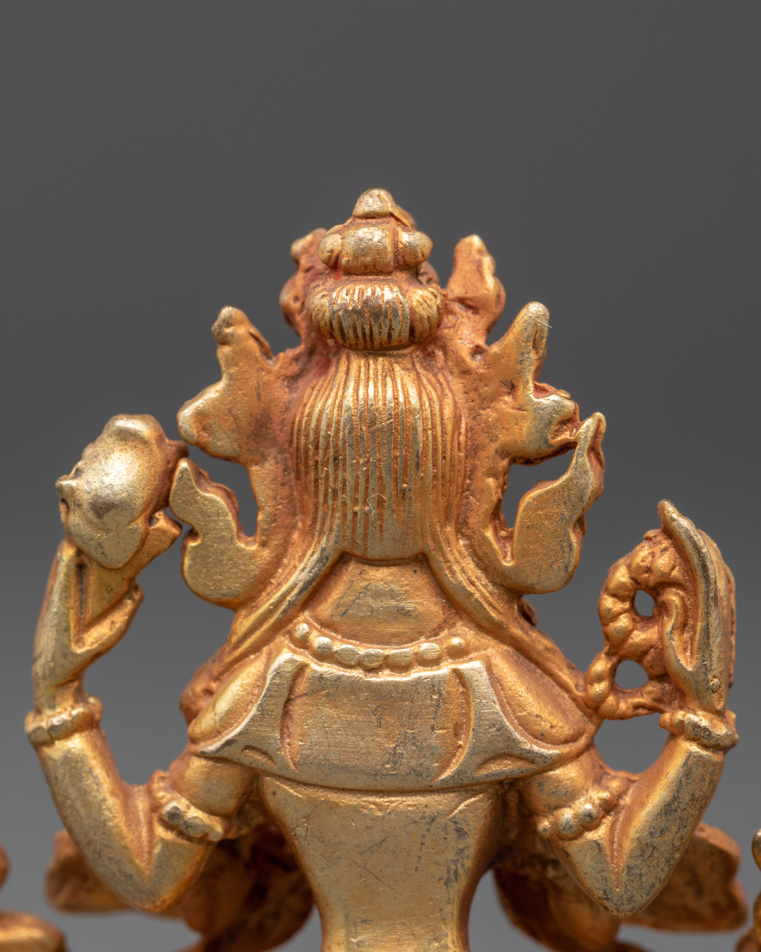 Gold Plated Chenrezig Statue | Tibetan Compassion Figurine