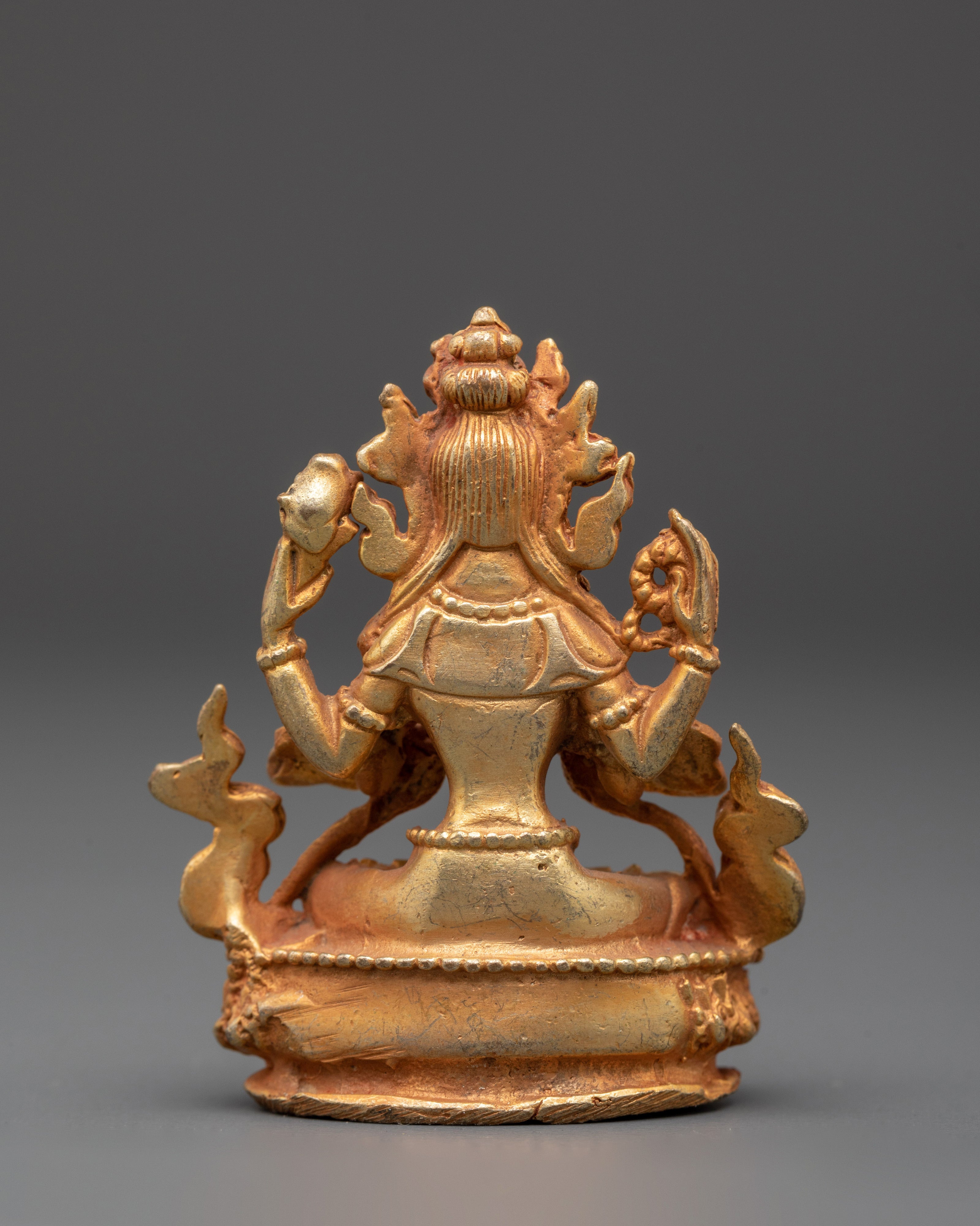 Gold Plated Chenrezig Statue | Tibetan Compassion Figurine