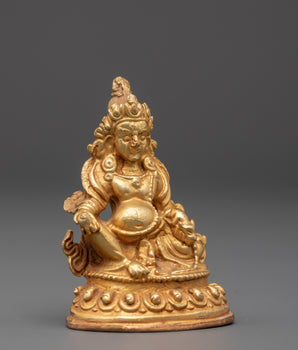 Gold Plated Dzambhala Statue | Tibetan Shrine Decor