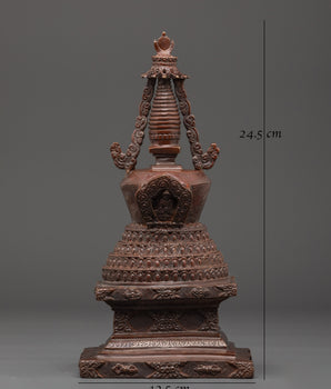 Buddhis Oxidized Stupa | Spiritual Shrine Decor