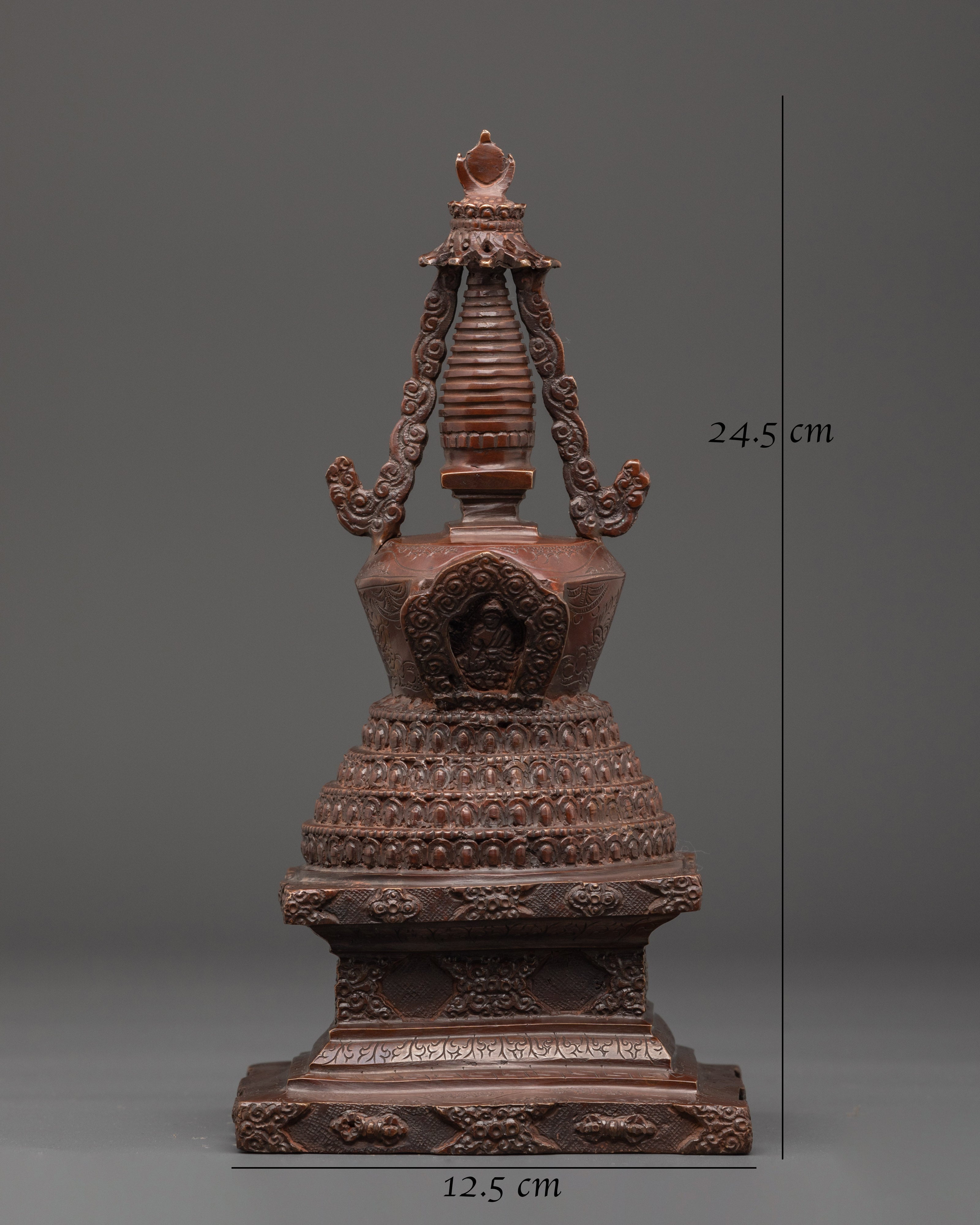 Buddhis Oxidized Stupa | Spiritual Shrine Decor