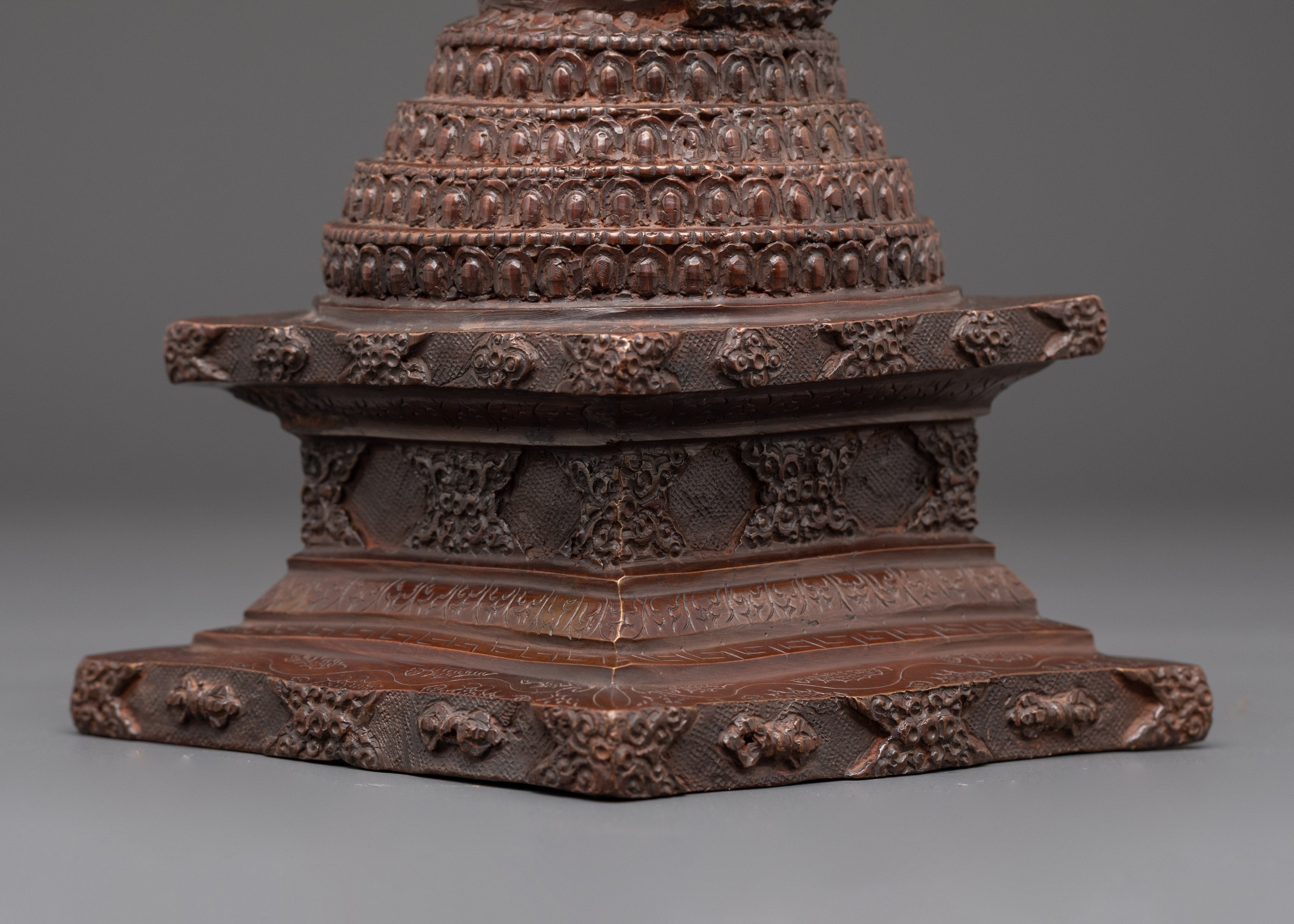 Buddhis Oxidized Stupa | Spiritual Shrine Decor