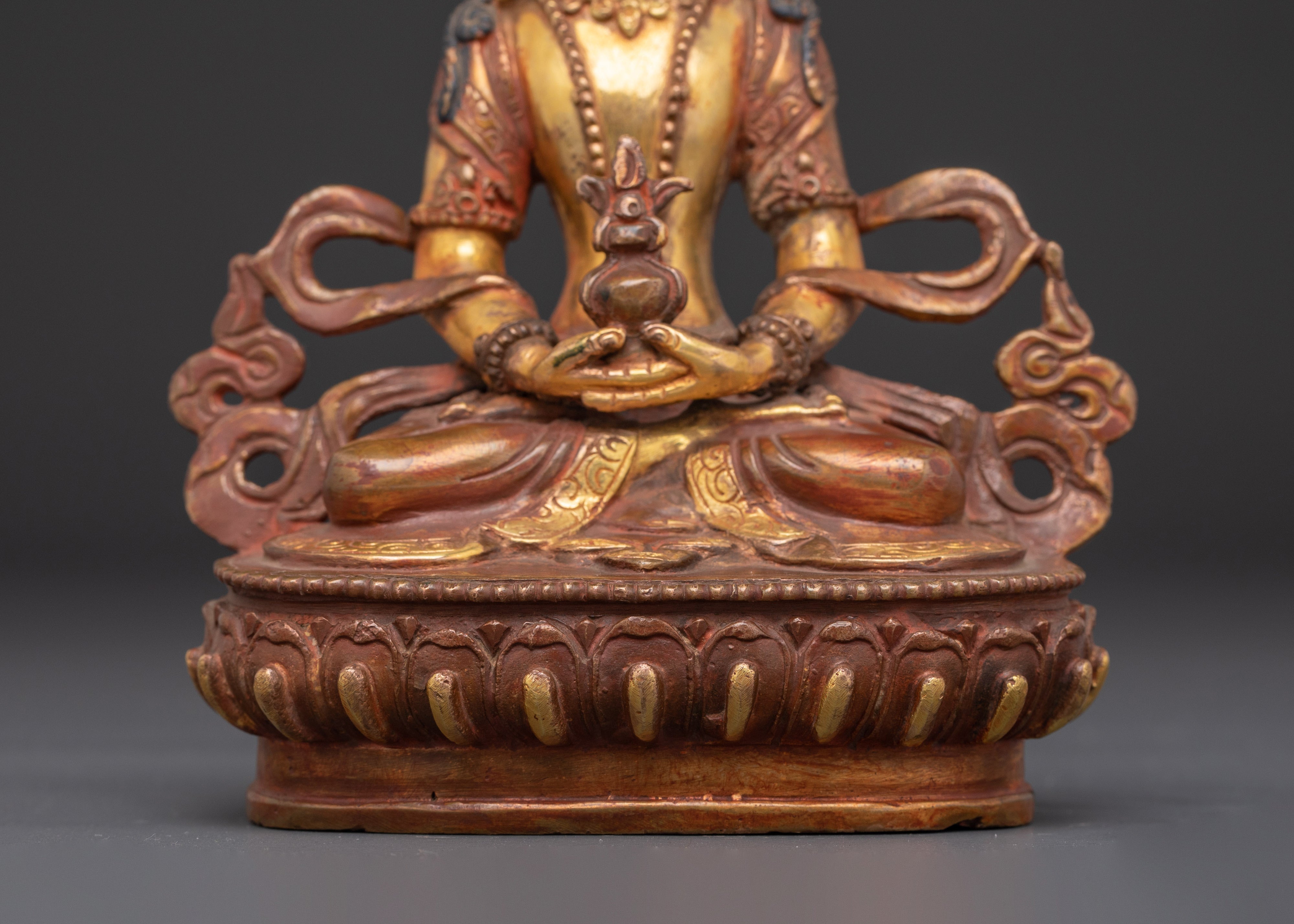 Gold Plated Buddha Amitayus Sculpture | Symbol of Vitality and Longevity