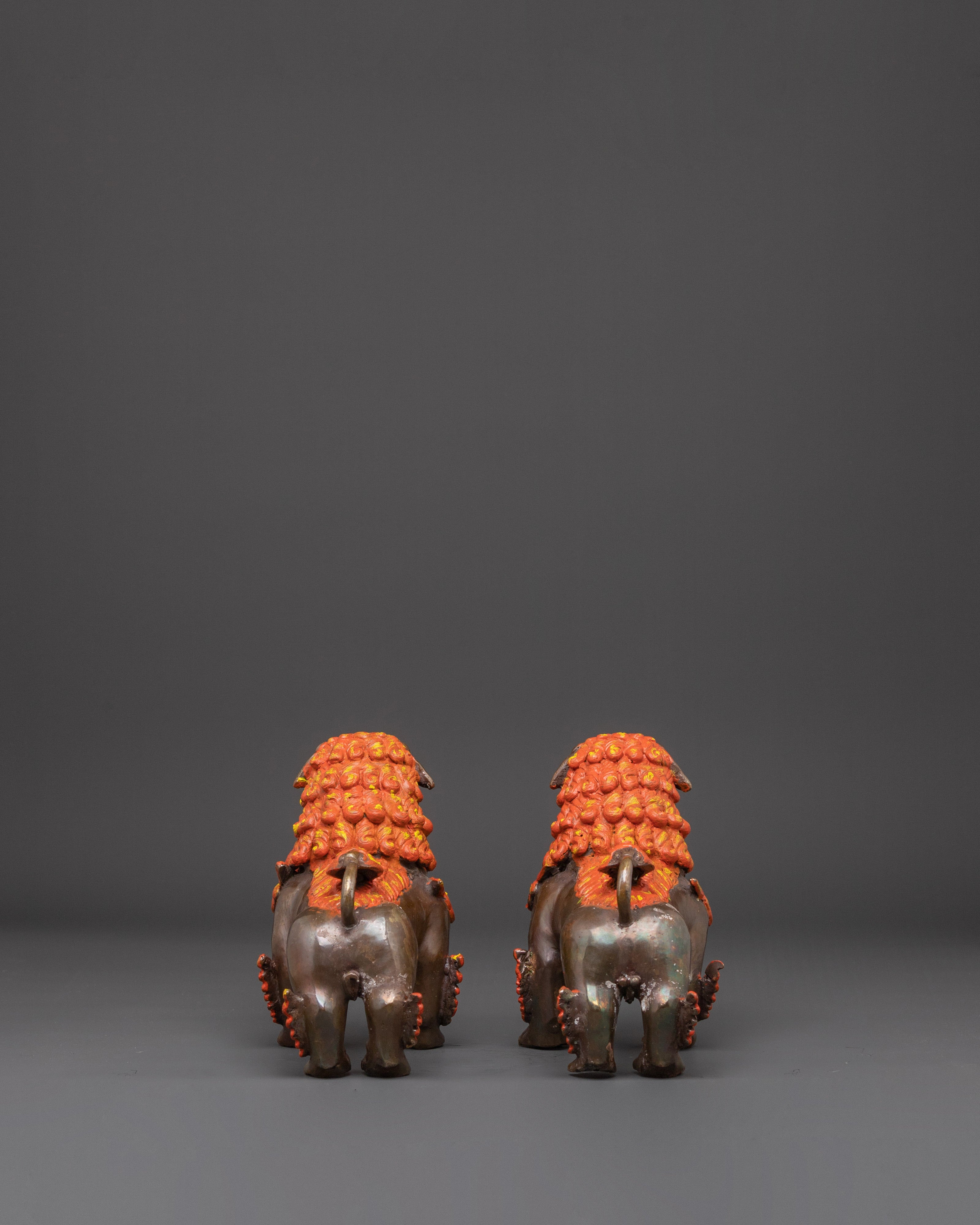 Sacred Oxidized Copper Lion Set | Symbol of Strength and Courage