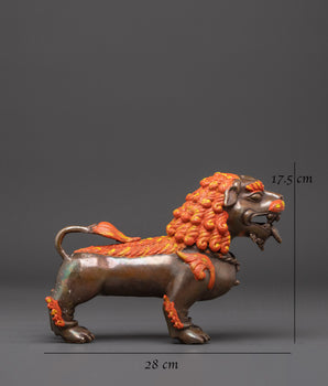 Sacred Oxidized Copper Lion Set | Symbol of Strength and Courage