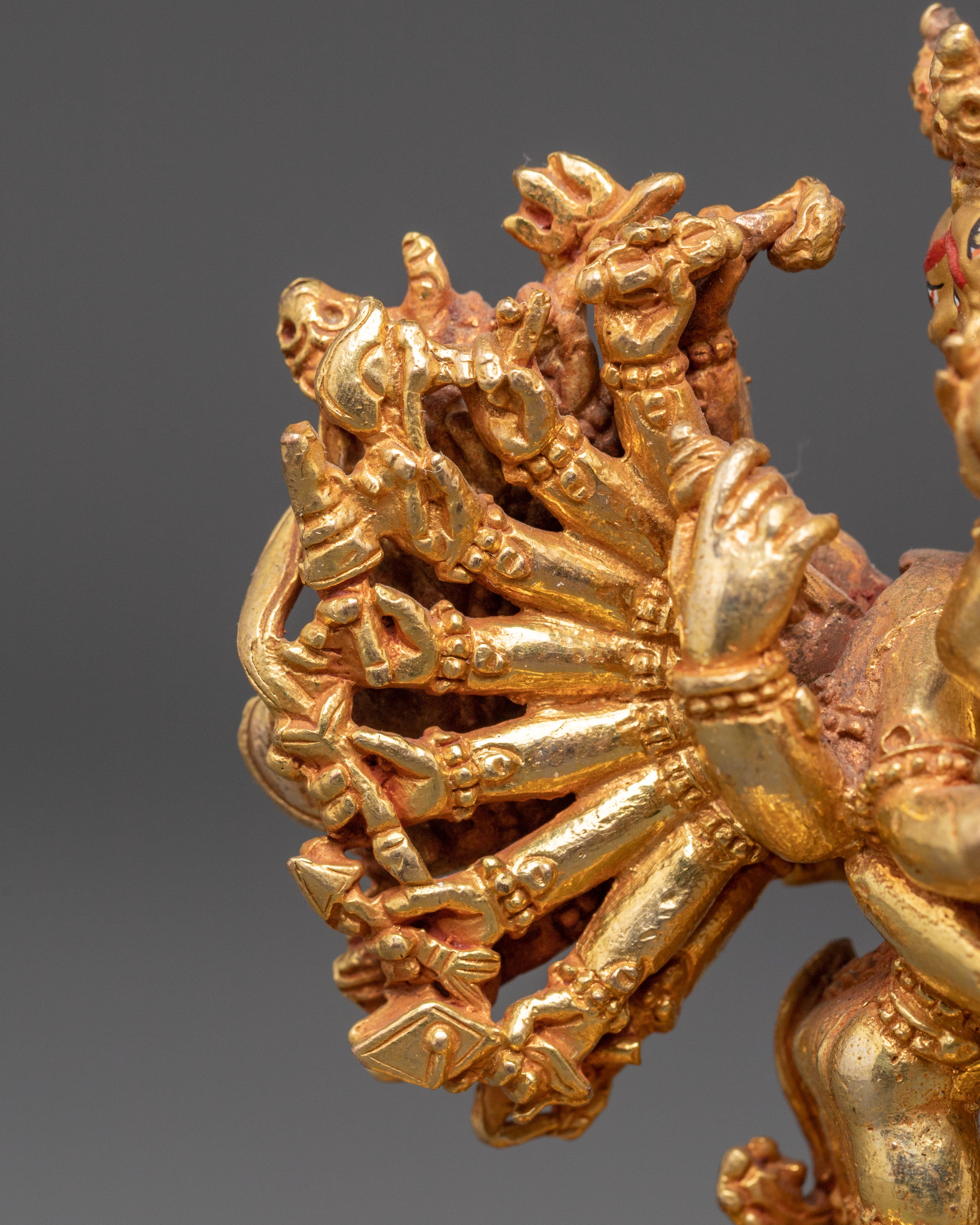 Yamantaka Gold Plated Statue | Tibetan Buddhist Deity Sculpture
