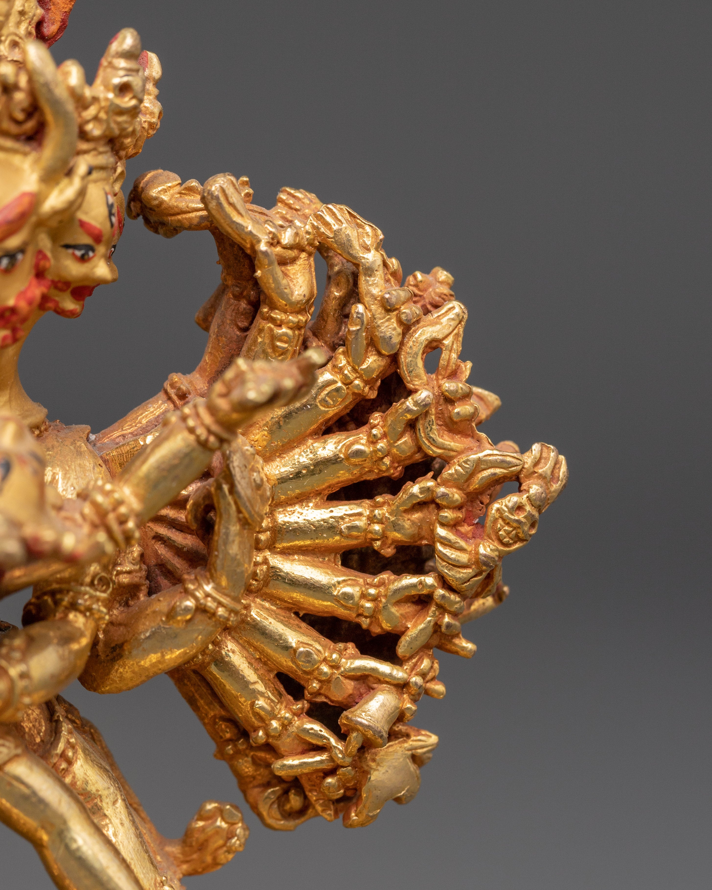 Yamantaka Gold Plated Statue | Tibetan Buddhist Deity Sculpture