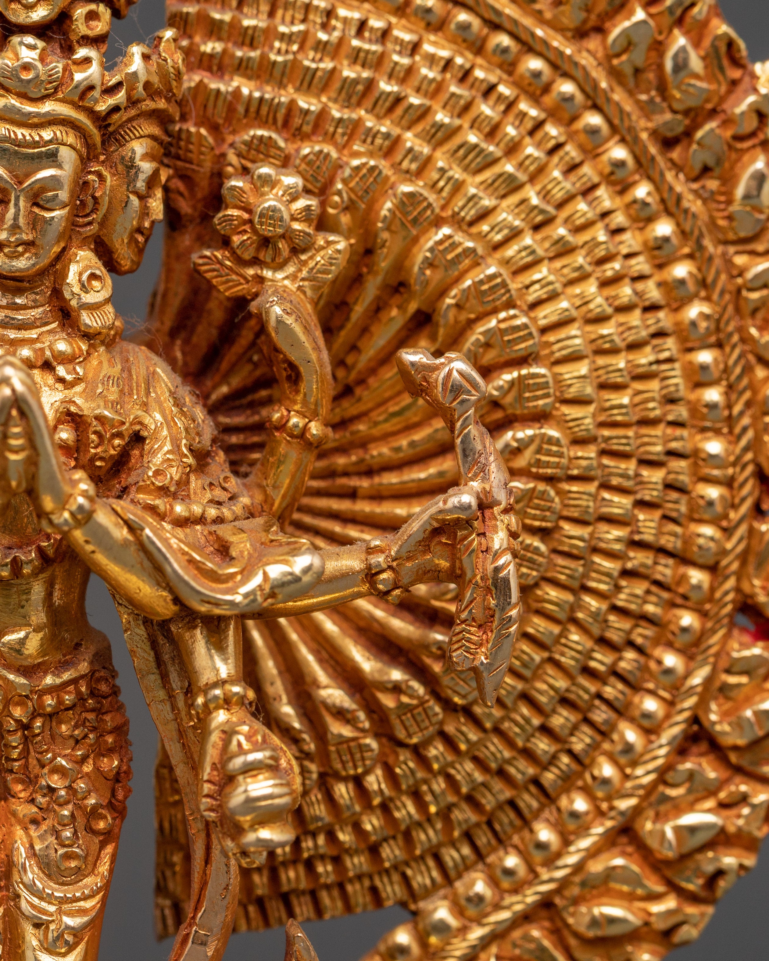Thousand Armed Chenrezig Copper Statue | Gold Plated Avalokiteshvara
