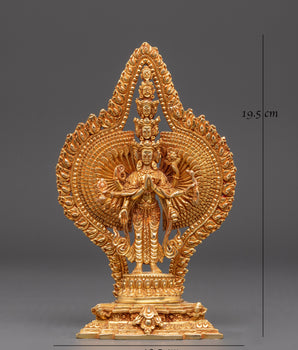 Thousand Armed Chenrezig Copper Statue | Gold Plated Avalokiteshvara