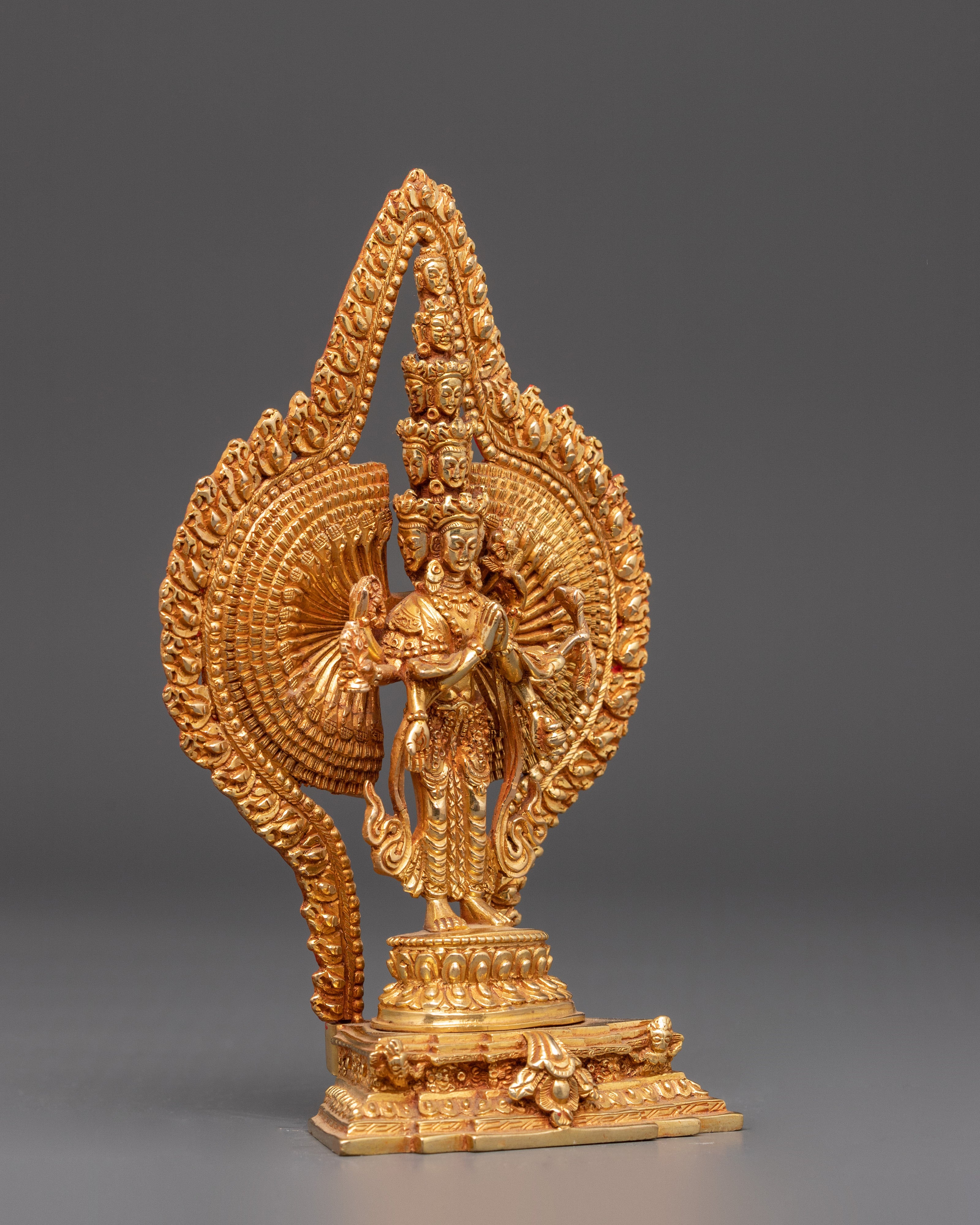 Thousand Armed Chenrezig Copper Statue | Gold Plated Avalokiteshvara