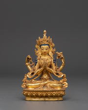 Compassion Lord Four-Armed Chenrezig Statue | Handcrafted Buddhist Sculpture